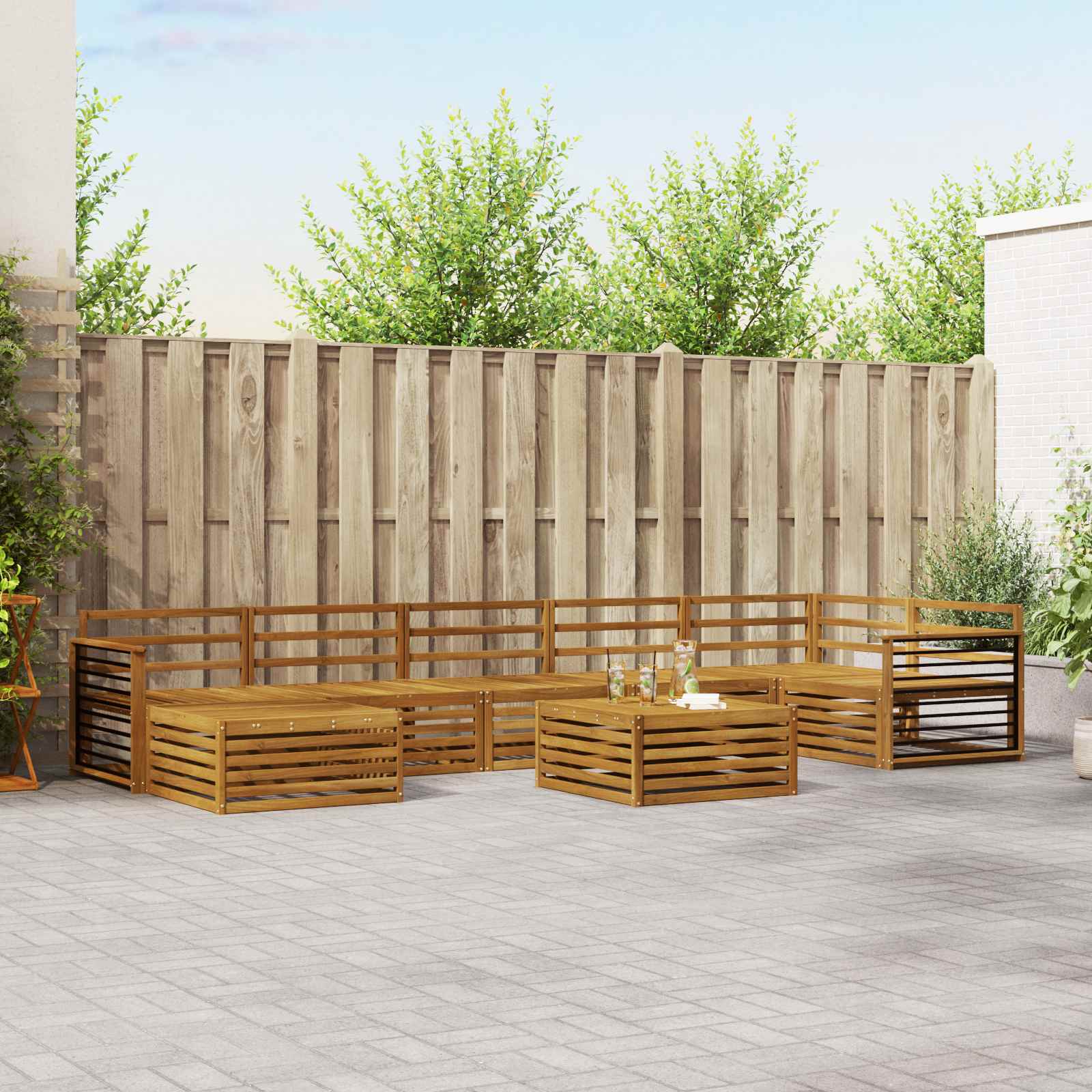 vidaXL Sofa-Sets 8 pcs Naturel Massief Acaciahout
