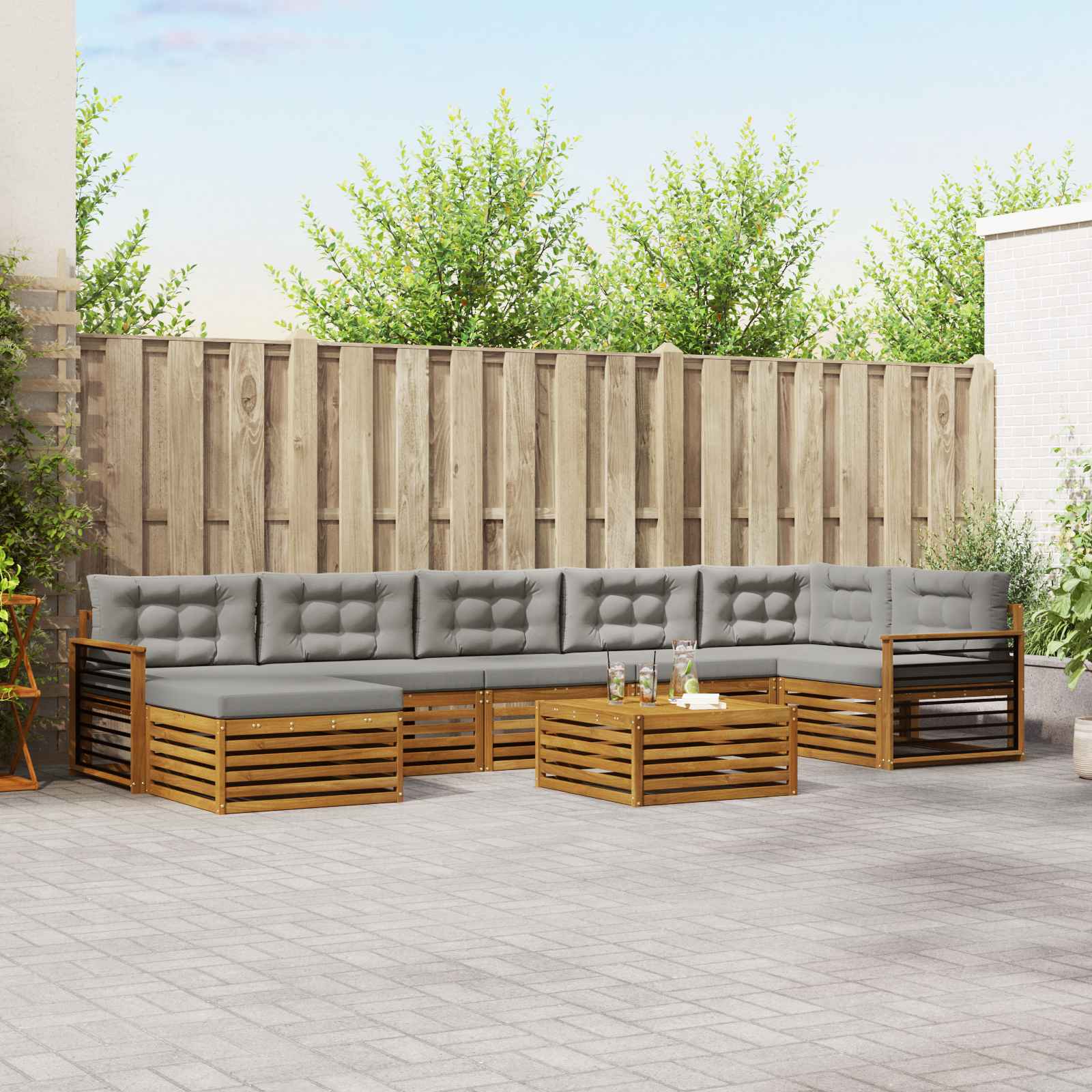 vidaXL Sofa-Sets 8 pcs Naturel Massief Acaciahout