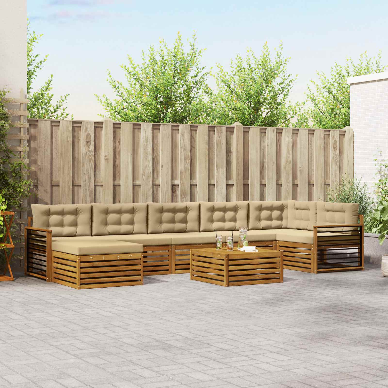 vidaXL Sofa-Sets 8 pcs Naturel Massief Acaciahout
