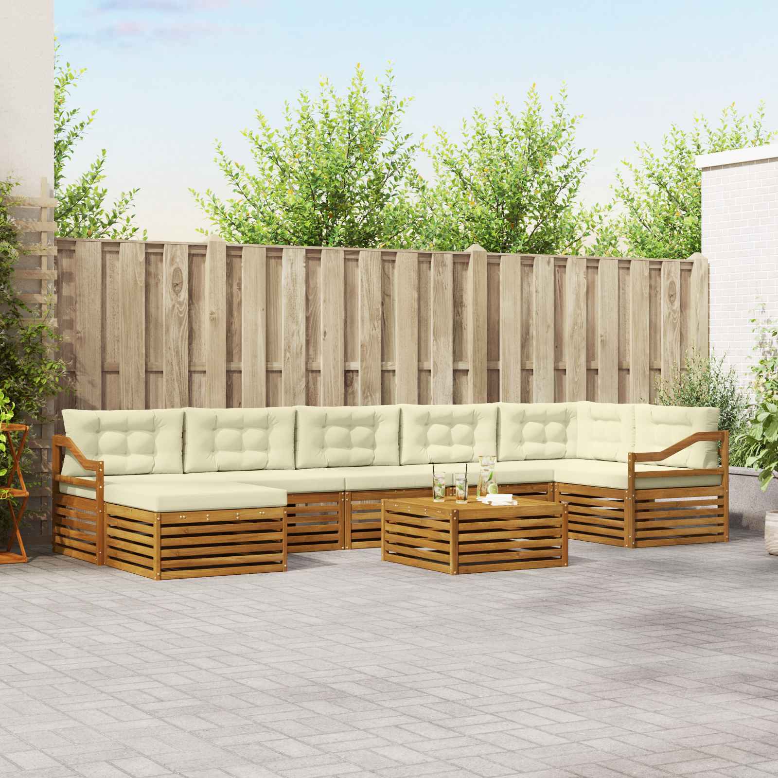 vidaXL Sofa-Sets 8 pcs Naturel Massief Acaciahout