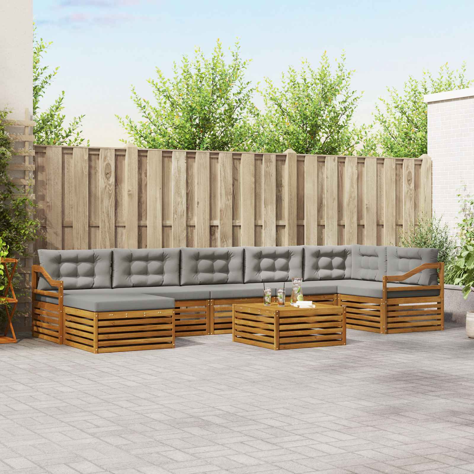 vidaXL Sofa-Sets 8 pcs Naturel Massief Acaciahout