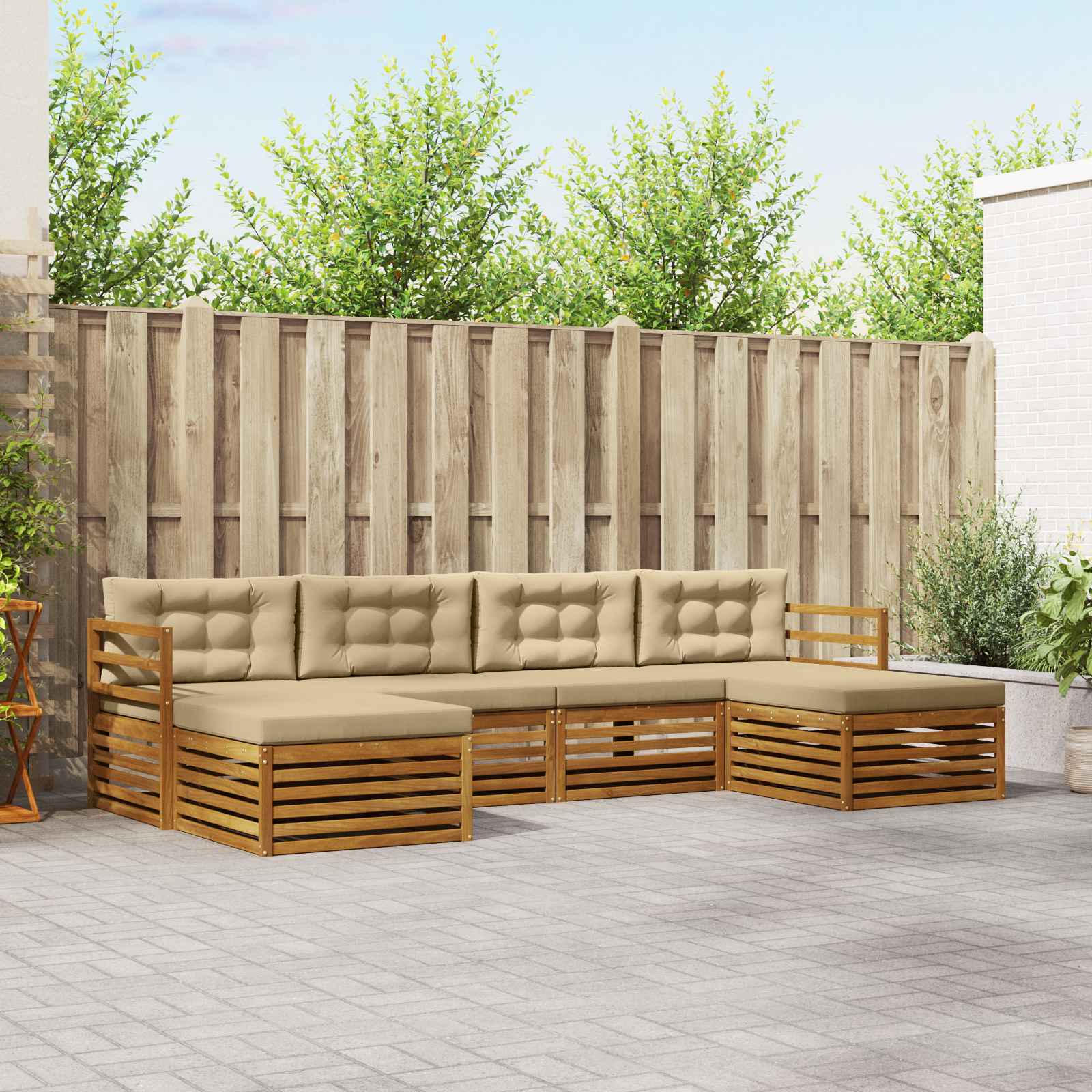 vidaXL Sofa-Sets 6 pcs Naturel Massief Acaciahout