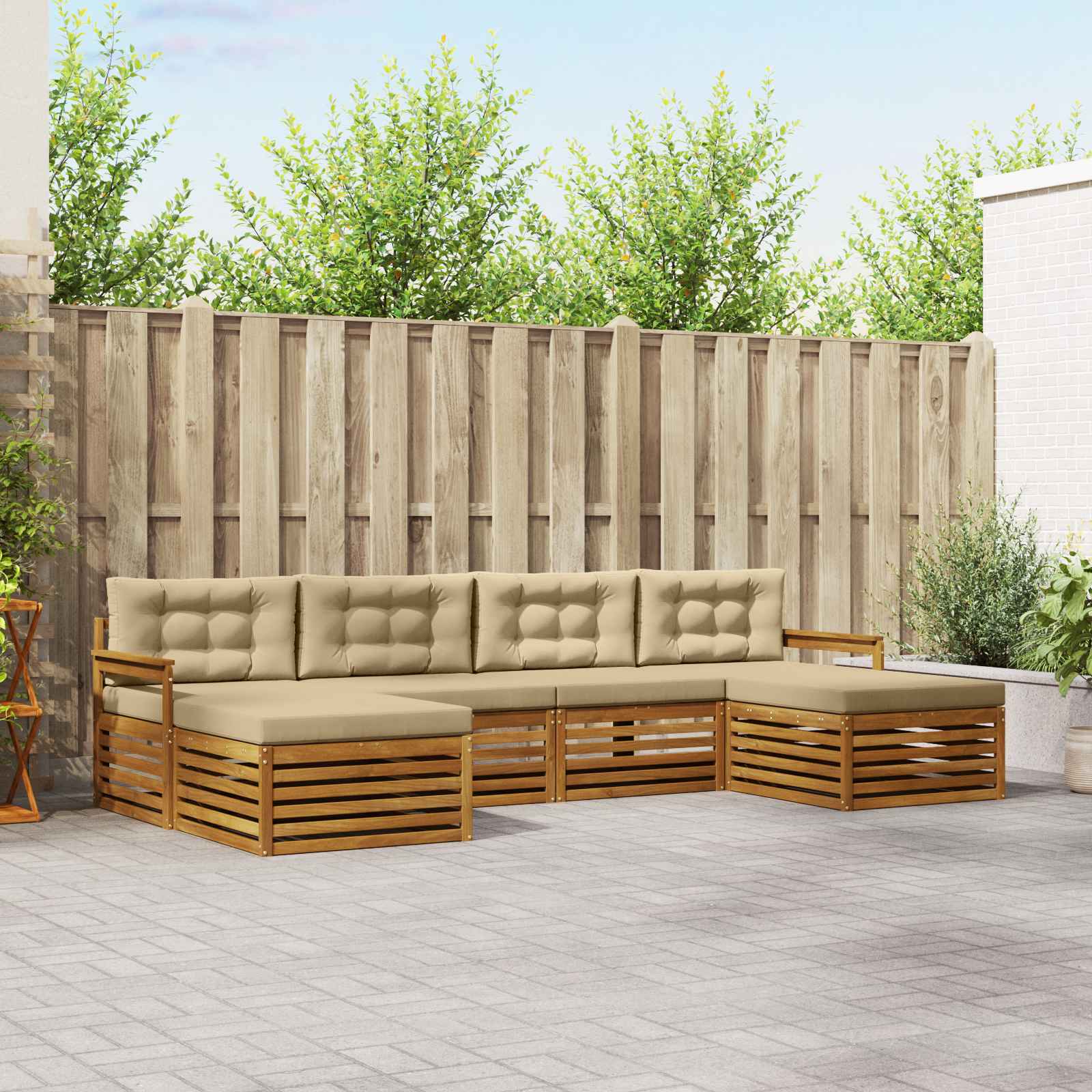 vidaXL Sofa-Sets 6 pcs Naturel Massief Acaciahout