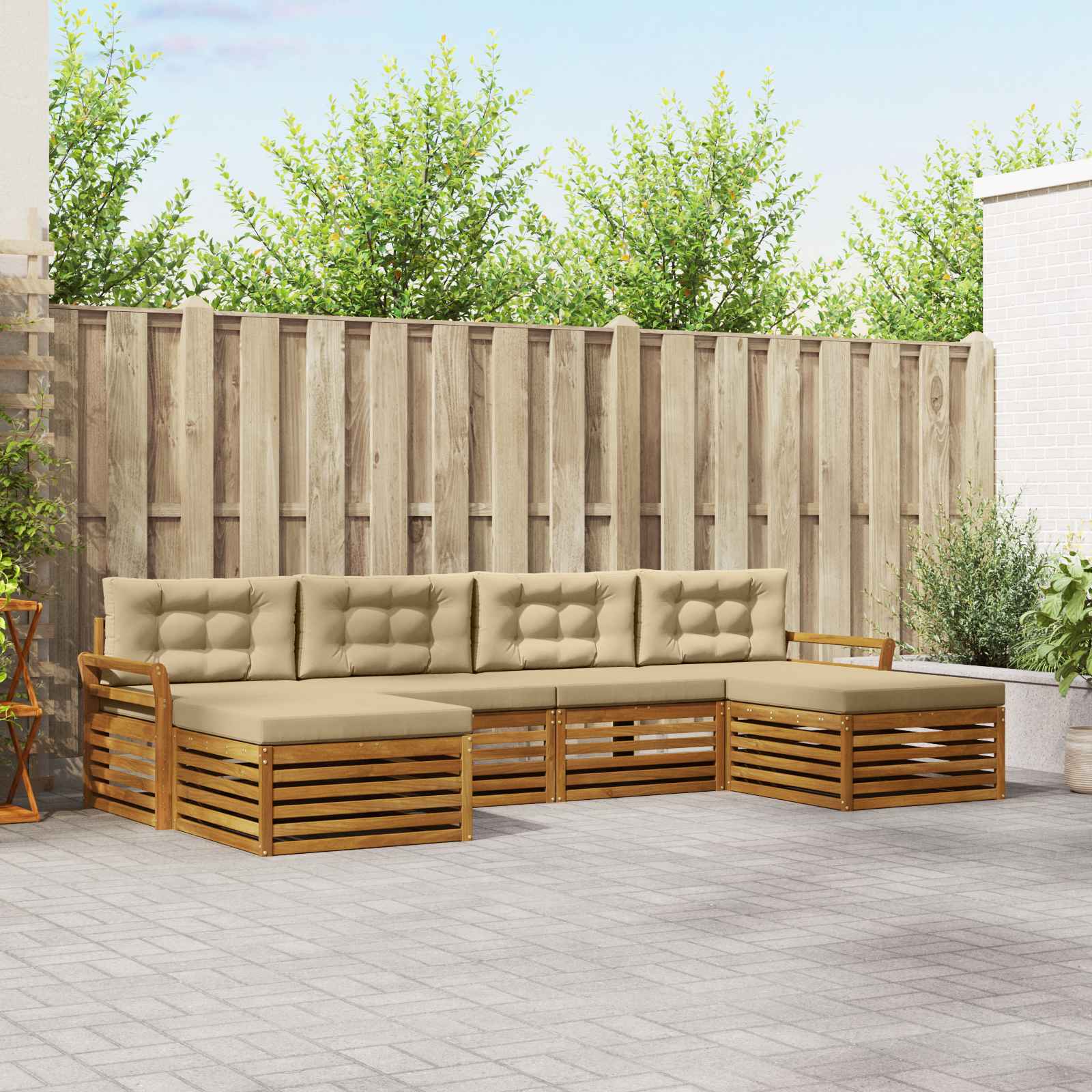 vidaXL Sofa-Sets 6 pcs Naturel Massief Acaciahout