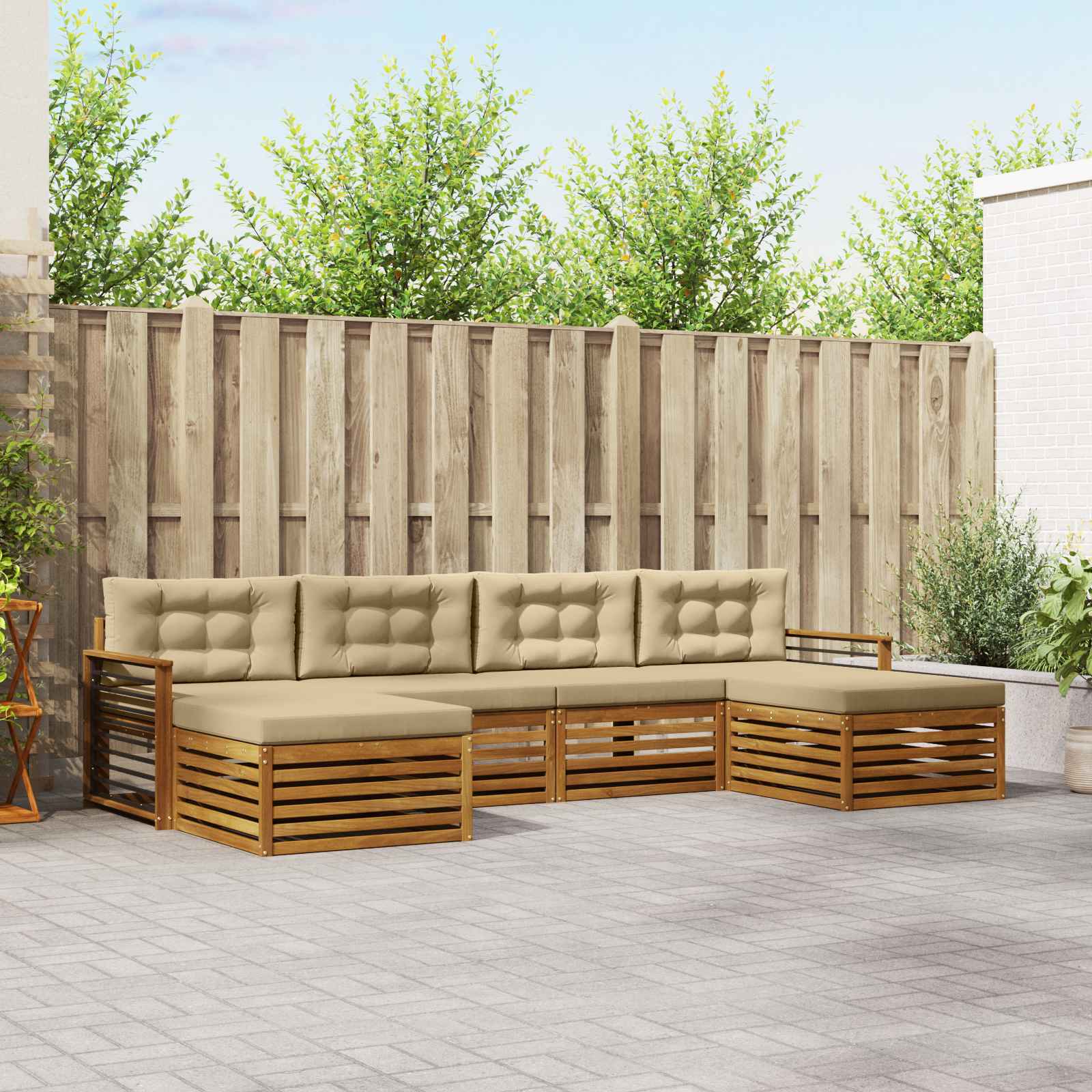 vidaXL Sofa-Sets 6 pcs Naturel Massief Acaciahout