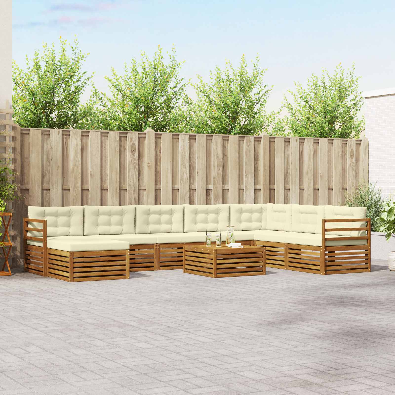 vidaXL Sofa-Sets 9 pcs Naturel Massief Acaciahout