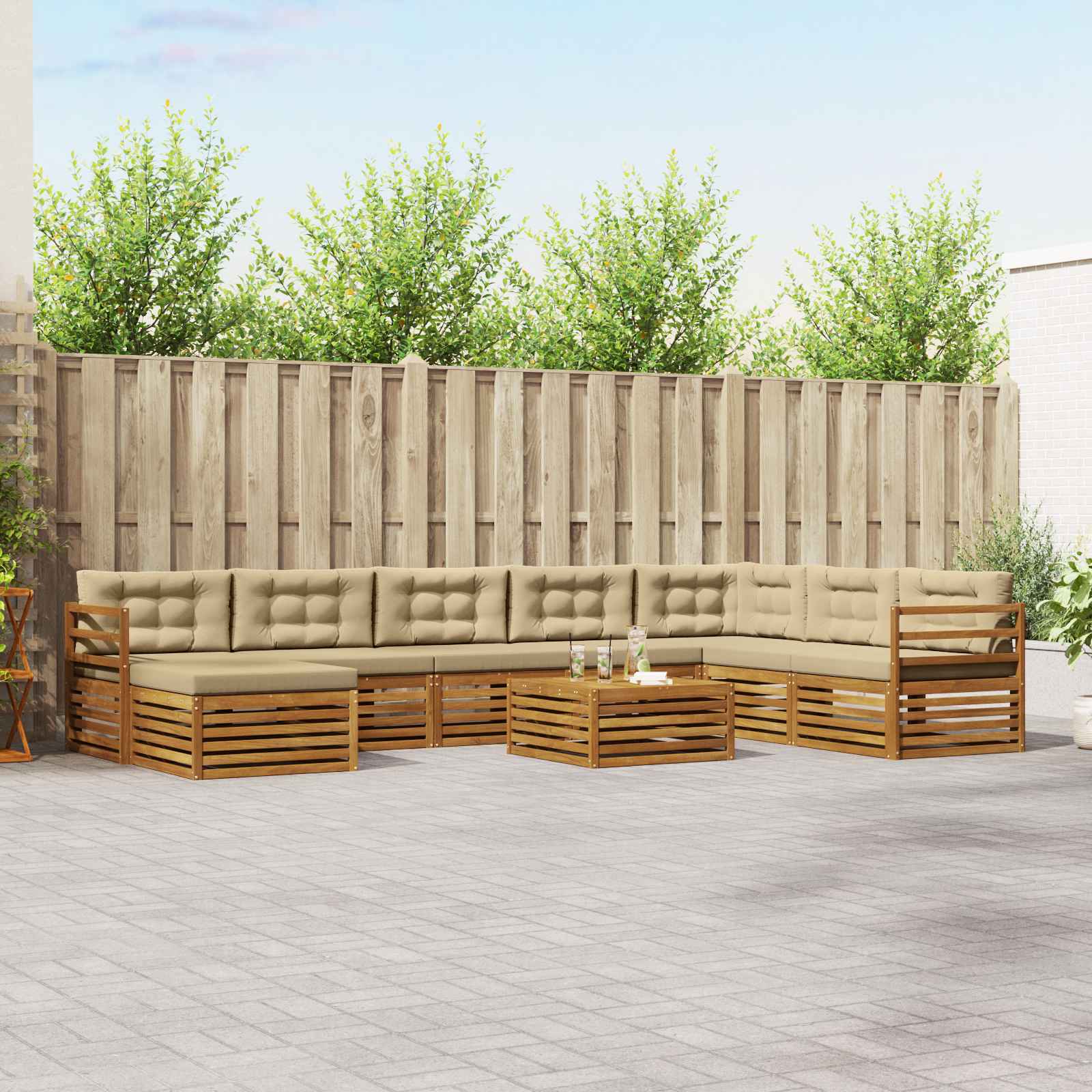 vidaXL Sofa-Sets 9 pcs Naturel Massief Acaciahout