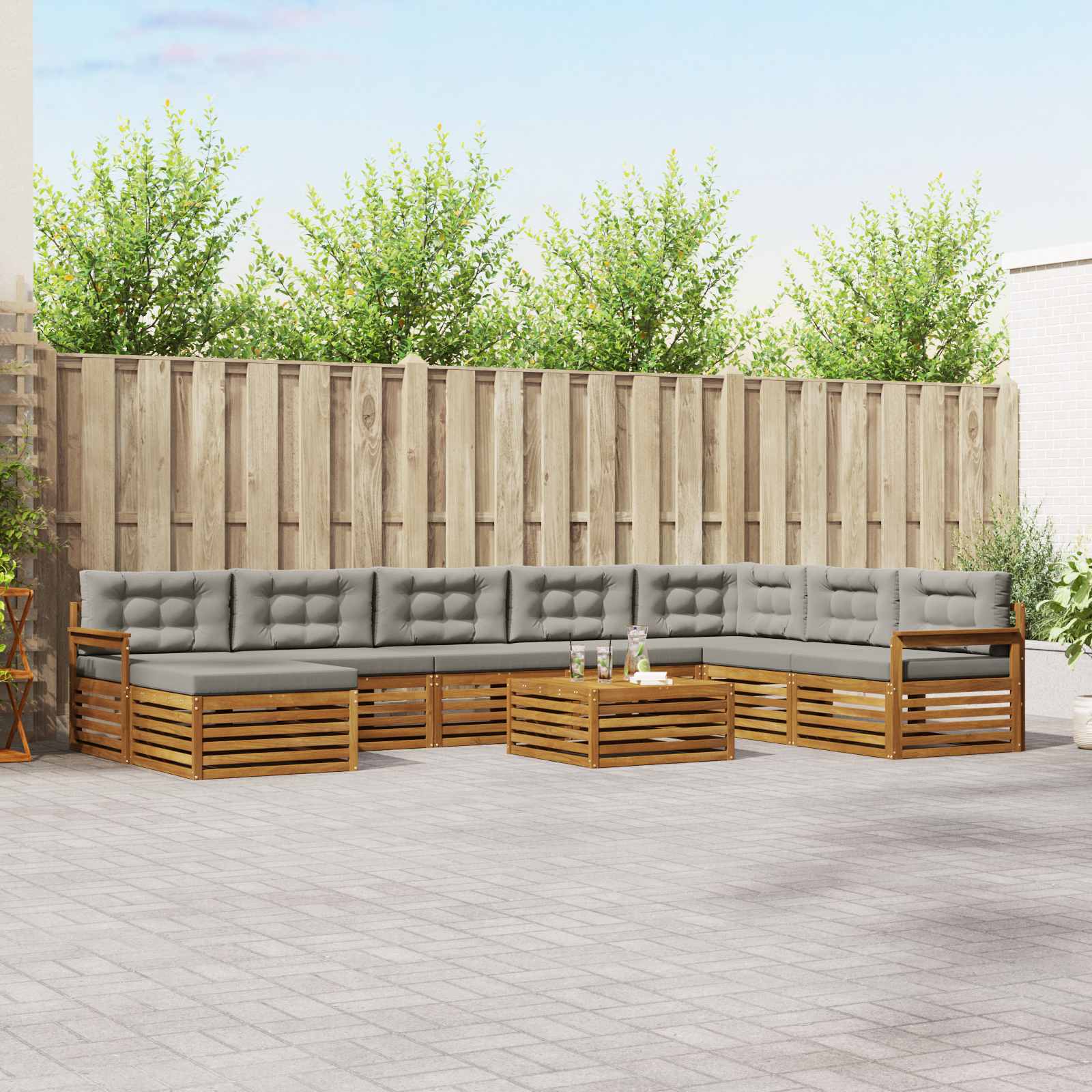 vidaXL Sofa-Sets 9 pcs Naturel Massief Acaciahout