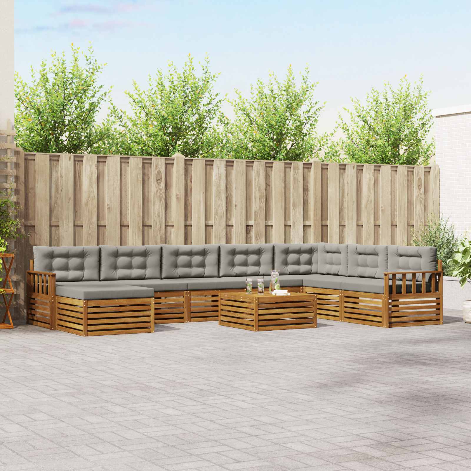 vidaXL Sofa-Sets 9 pcs Naturel Massief Acaciahout