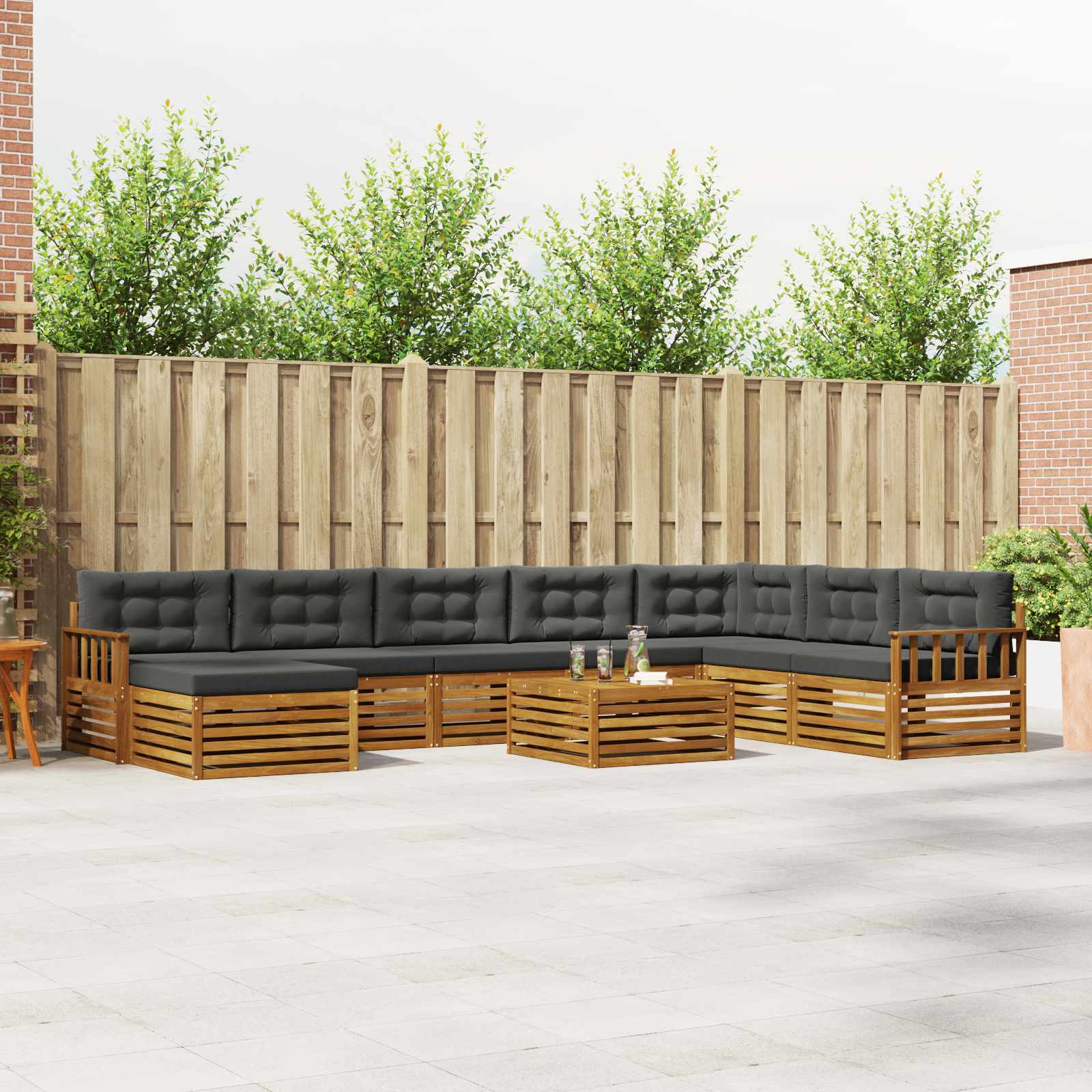 vidaXL Sofa-Sets 9 pcs Naturel Massief Acaciahout