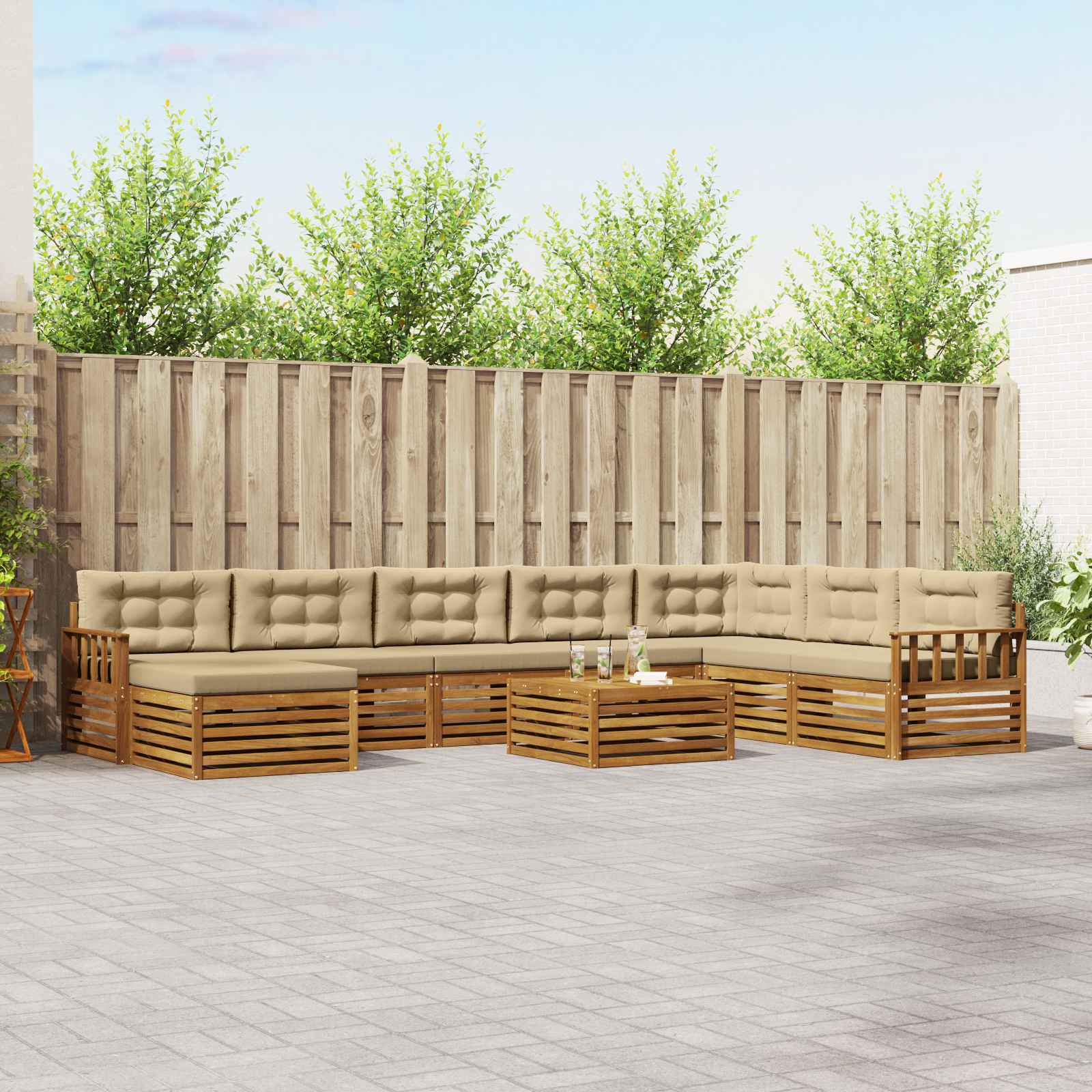 vidaXL Sofa-Sets 9 pcs Naturel Massief Acaciahout