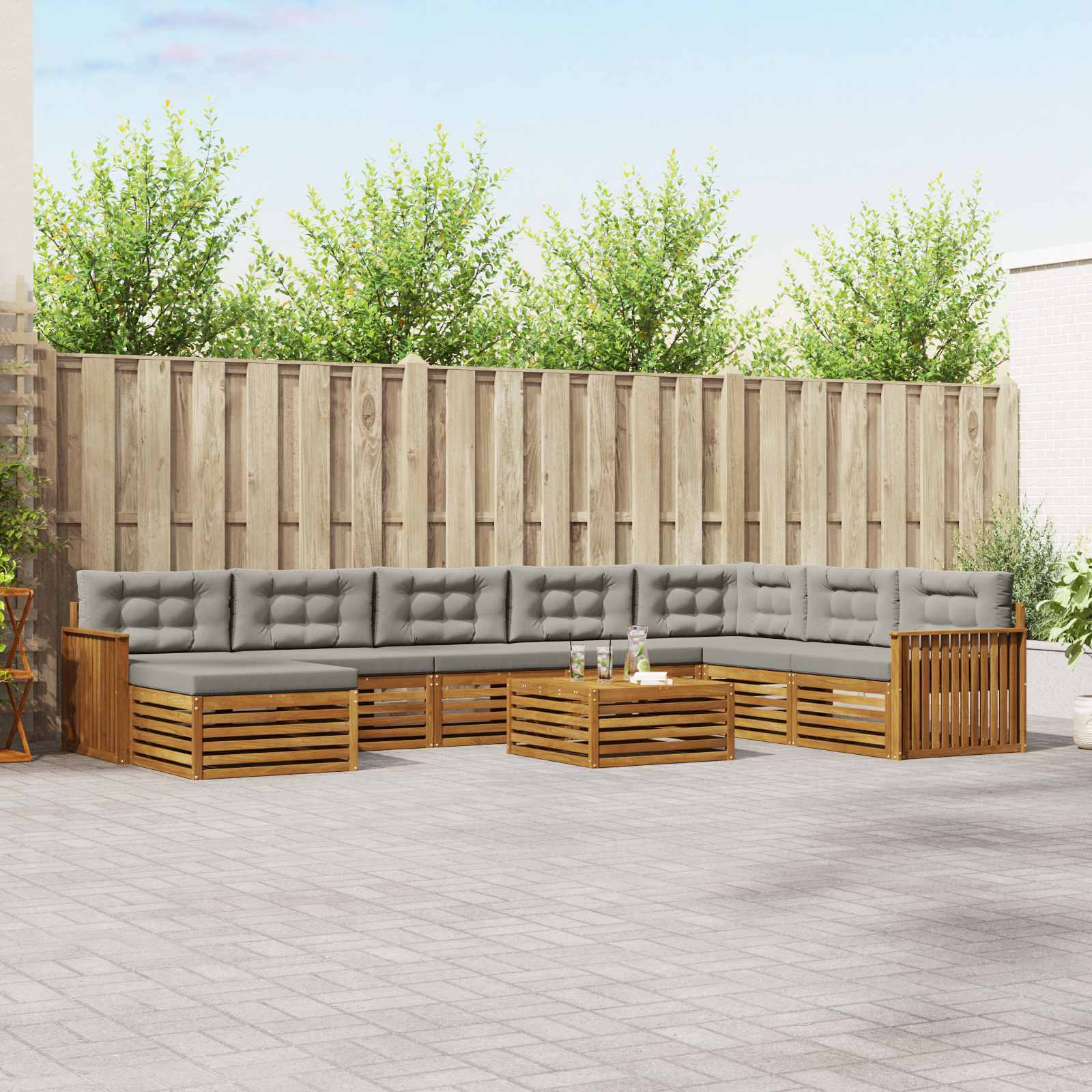 vidaXL Sofa-Sets 9 pcs Naturel Massief Acaciahout