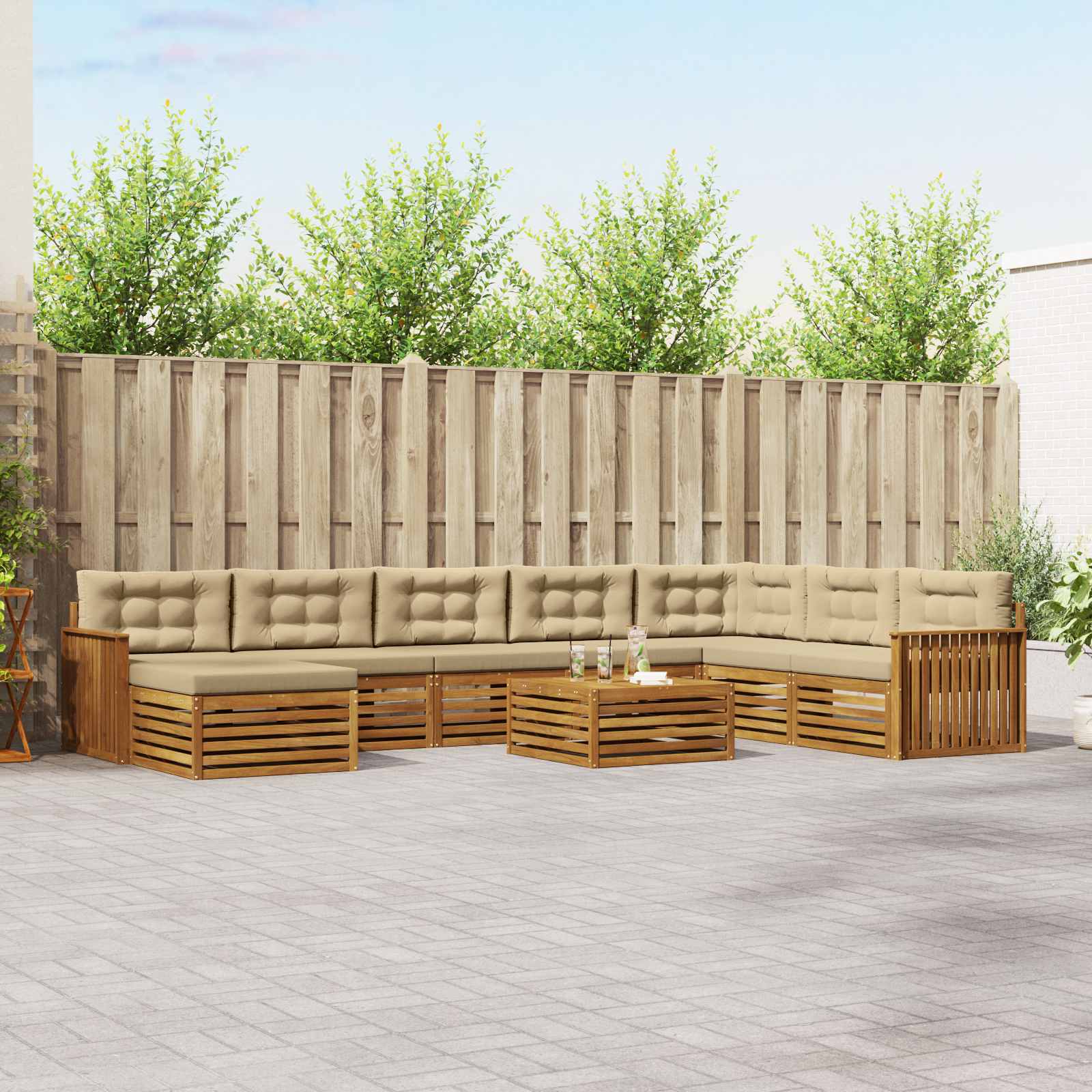 vidaXL Sofa-Sets 9 pcs Naturel Massief Acaciahout