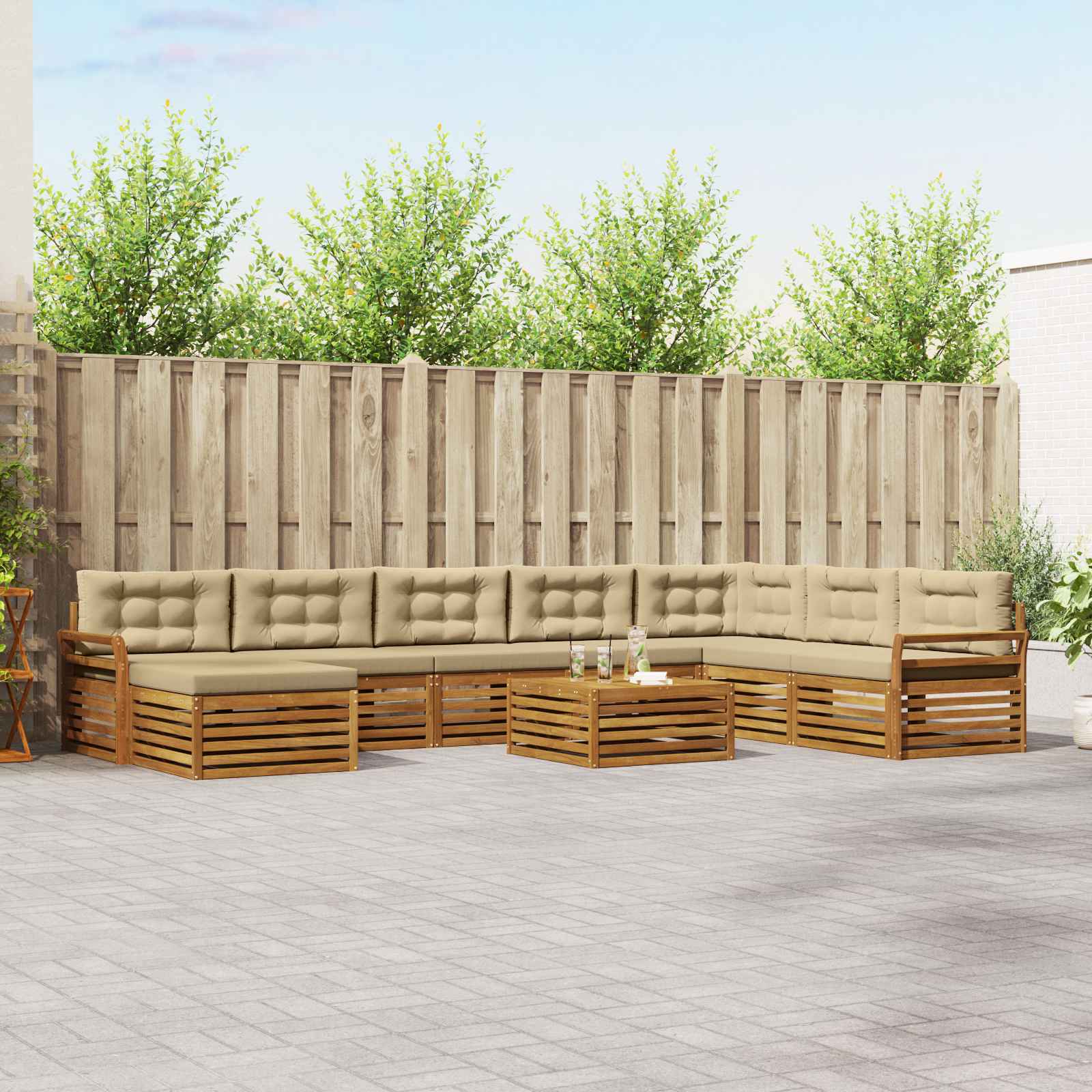 vidaXL Sofa-Sets 9 pcs Naturel Massief Acaciahout