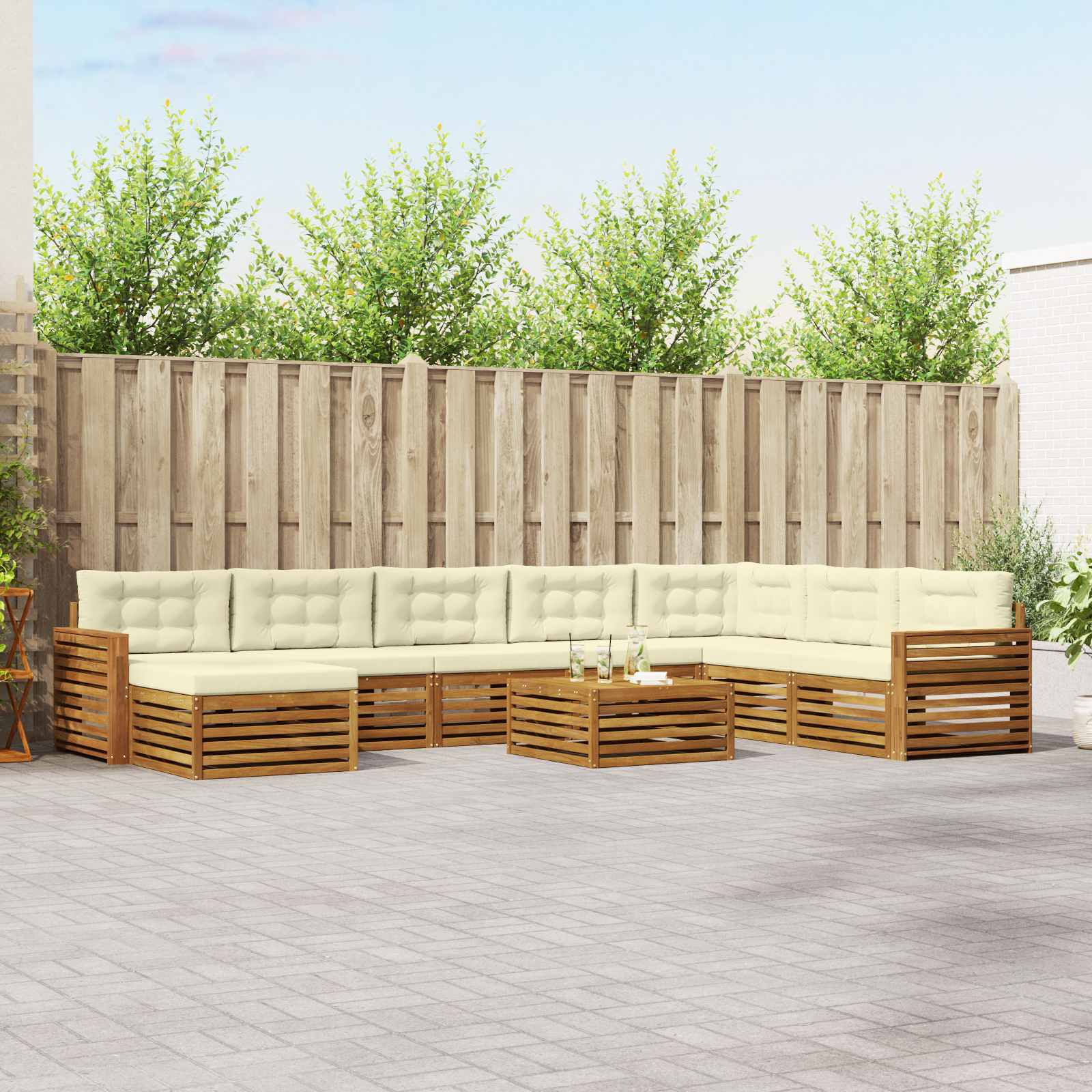 vidaXL Sofa-Sets 9 pcs Naturel Massief Acaciahout