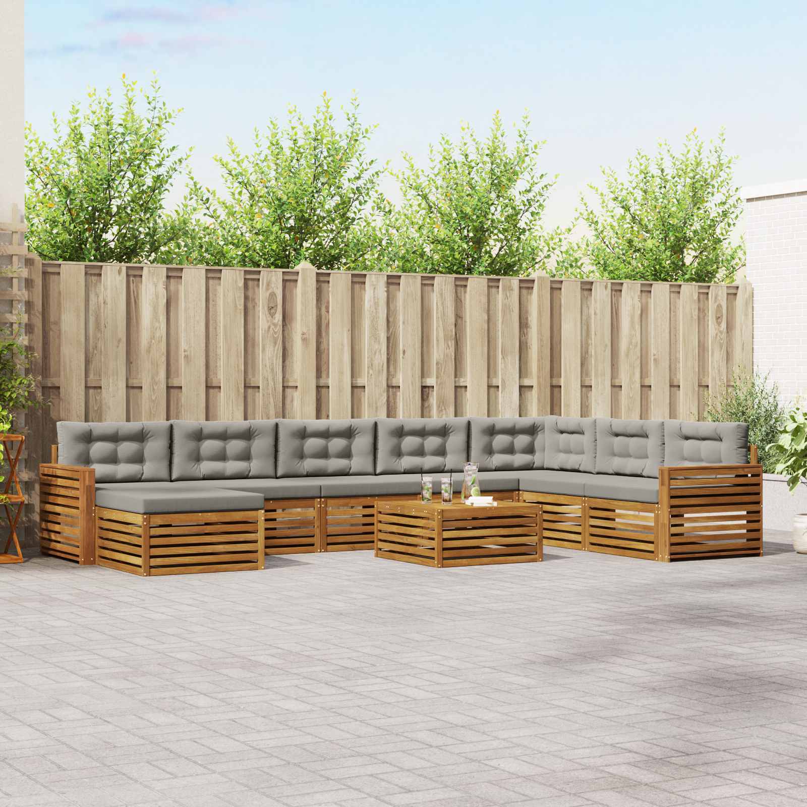 vidaXL Sofa-Sets 9 pcs Naturel Massief Acaciahout