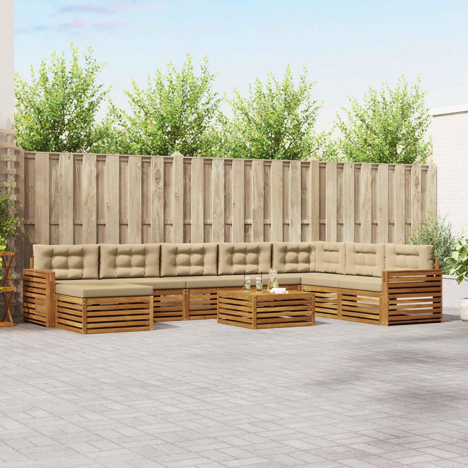 vidaXL Sofa-Sets 9 pcs Naturel Massief Acaciahout