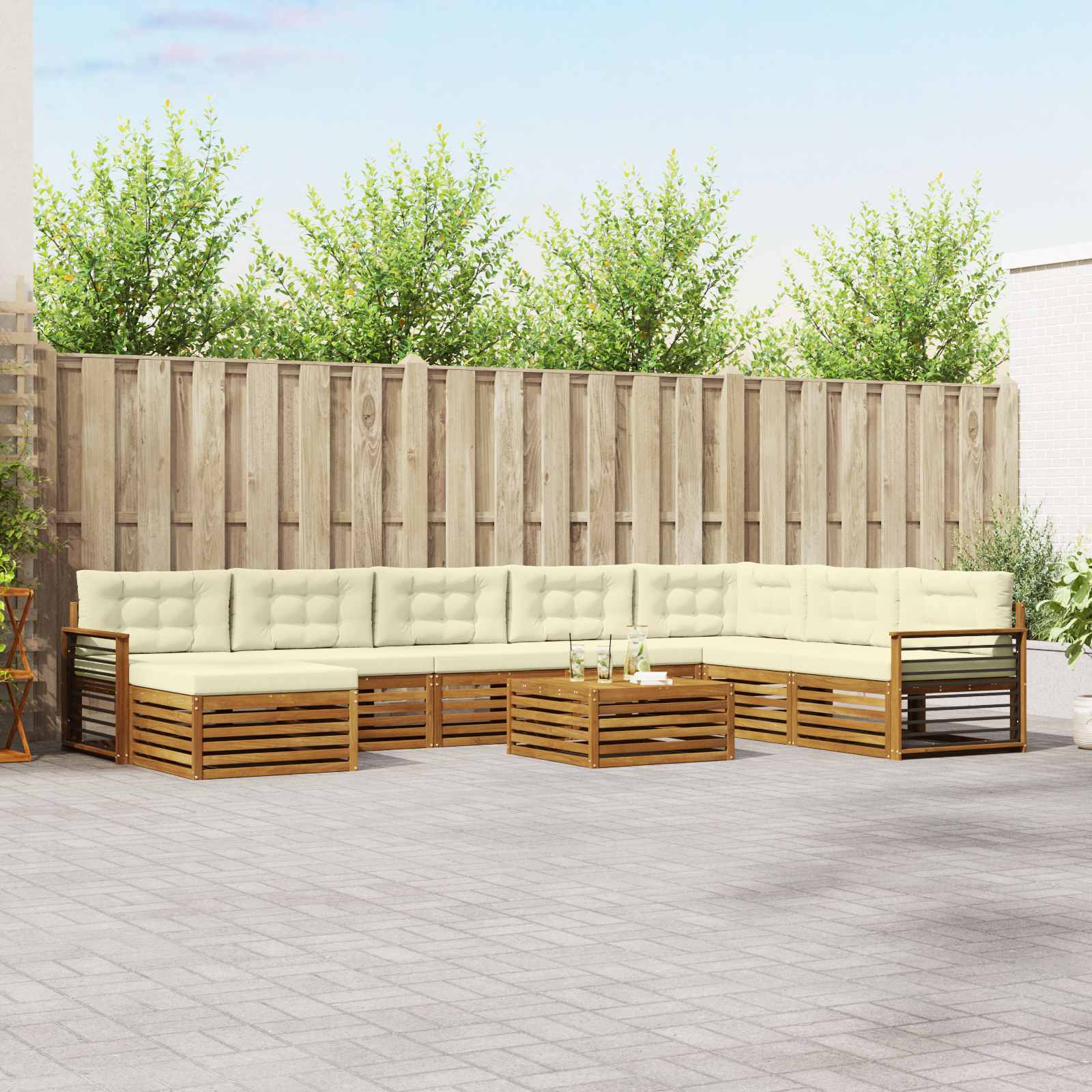 vidaXL Sofa-Sets 9 pcs Naturel Massief Acaciahout