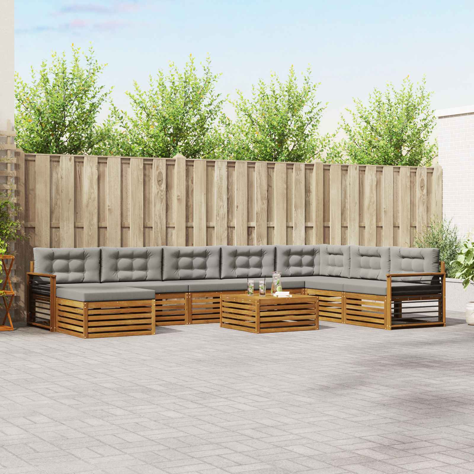 vidaXL Sofa-Sets 9 pcs Naturel Massief Acaciahout
