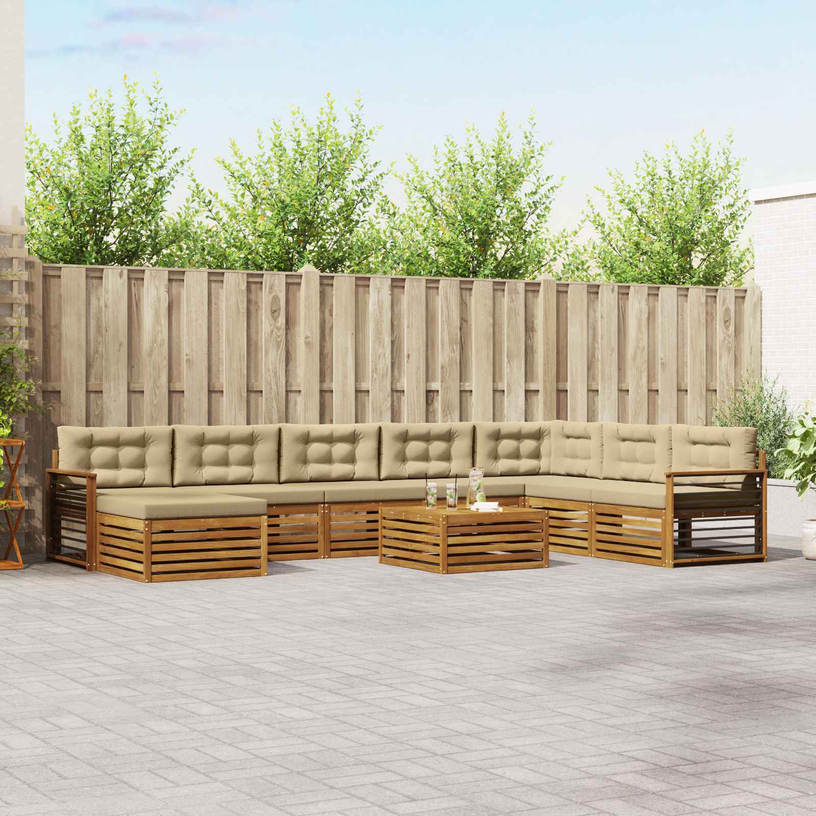 vidaXL Sofa-Sets 9 pcs Naturel Massief Acaciahout