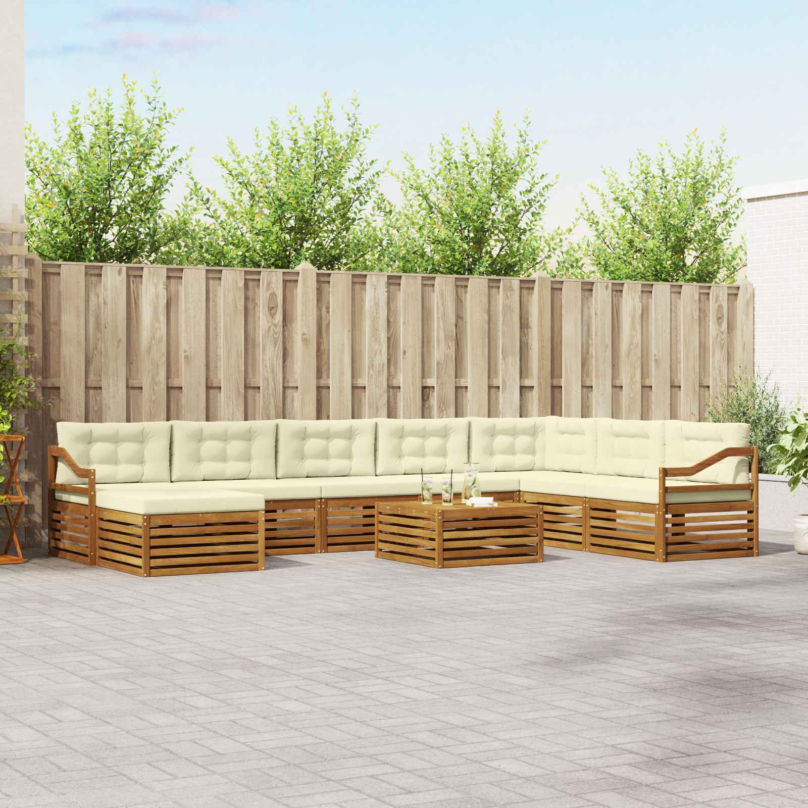 vidaXL Sofa-Sets 9 pcs Naturel Massief Acaciahout
