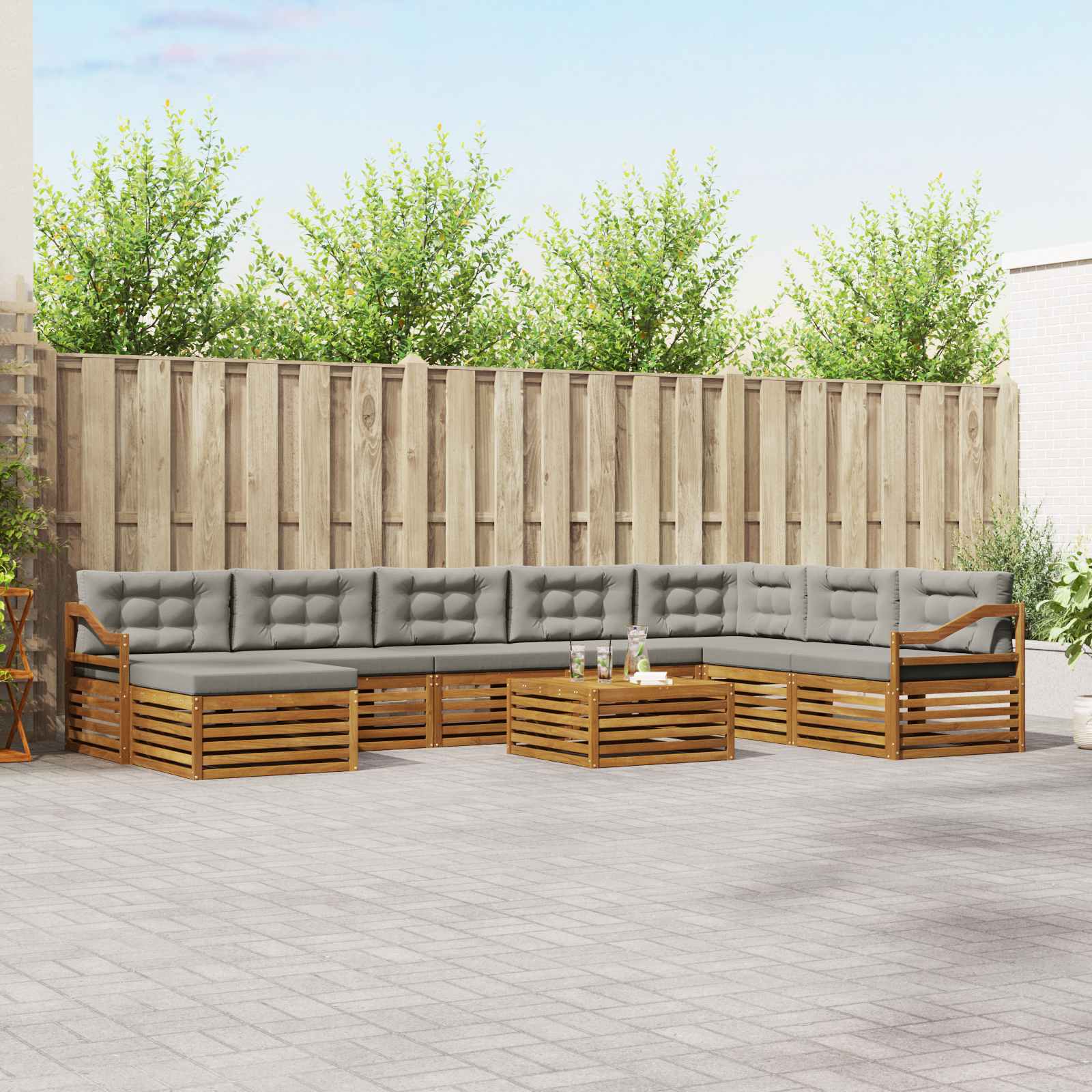 vidaXL Sofa-Sets 9 pcs Naturel Massief Acaciahout