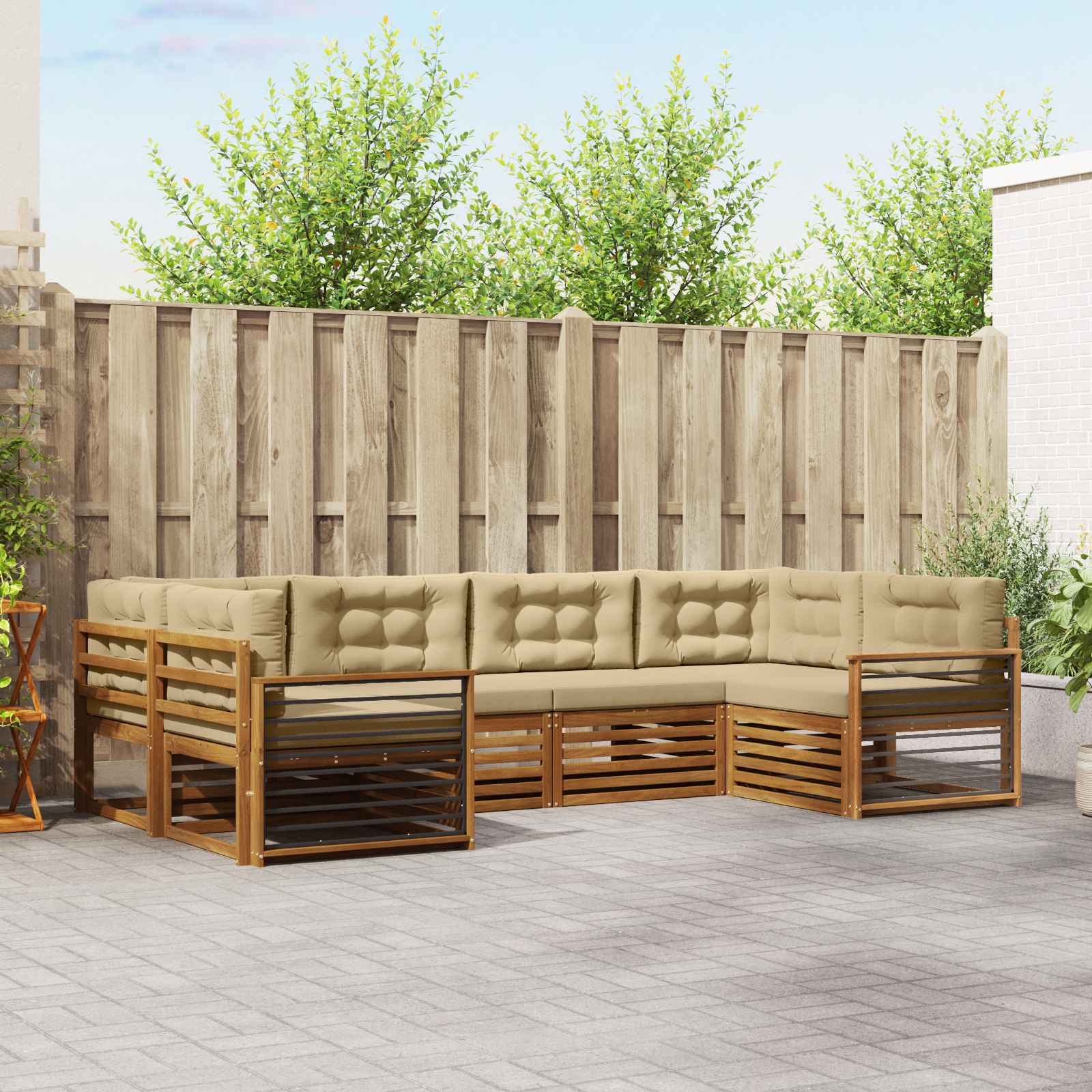 vidaXL Sofa-Sets 6 pcs Naturel Massief Acaciahout