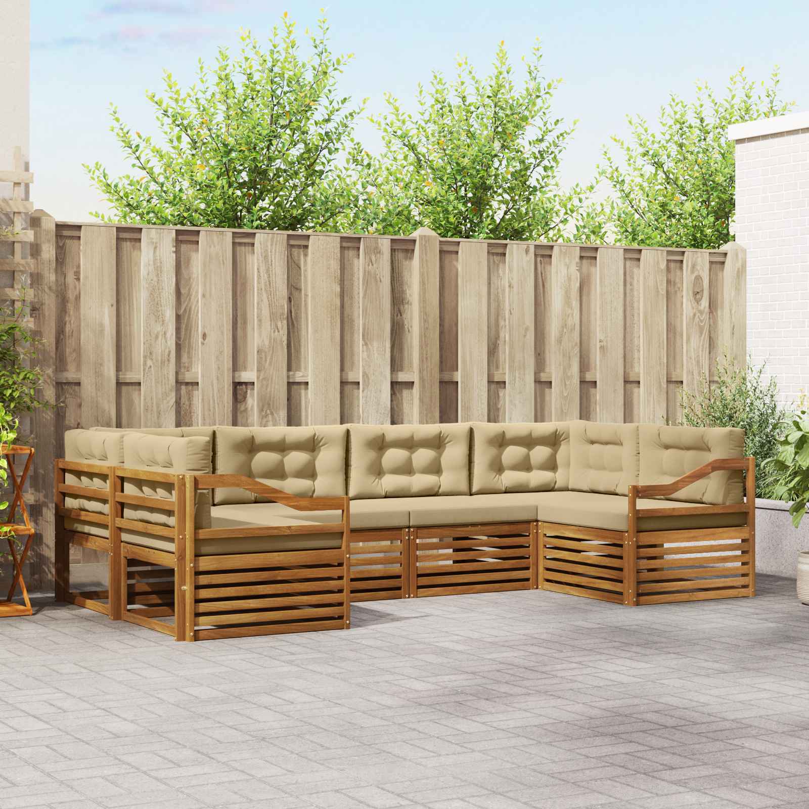 vidaXL Sofa-Sets 6 pcs Naturel Massief Acaciahout