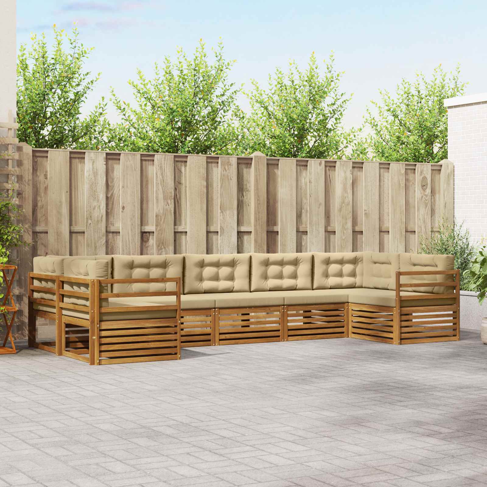 vidaXL Sofa-Sets 7 pcs Naturel Massief Acaciahout