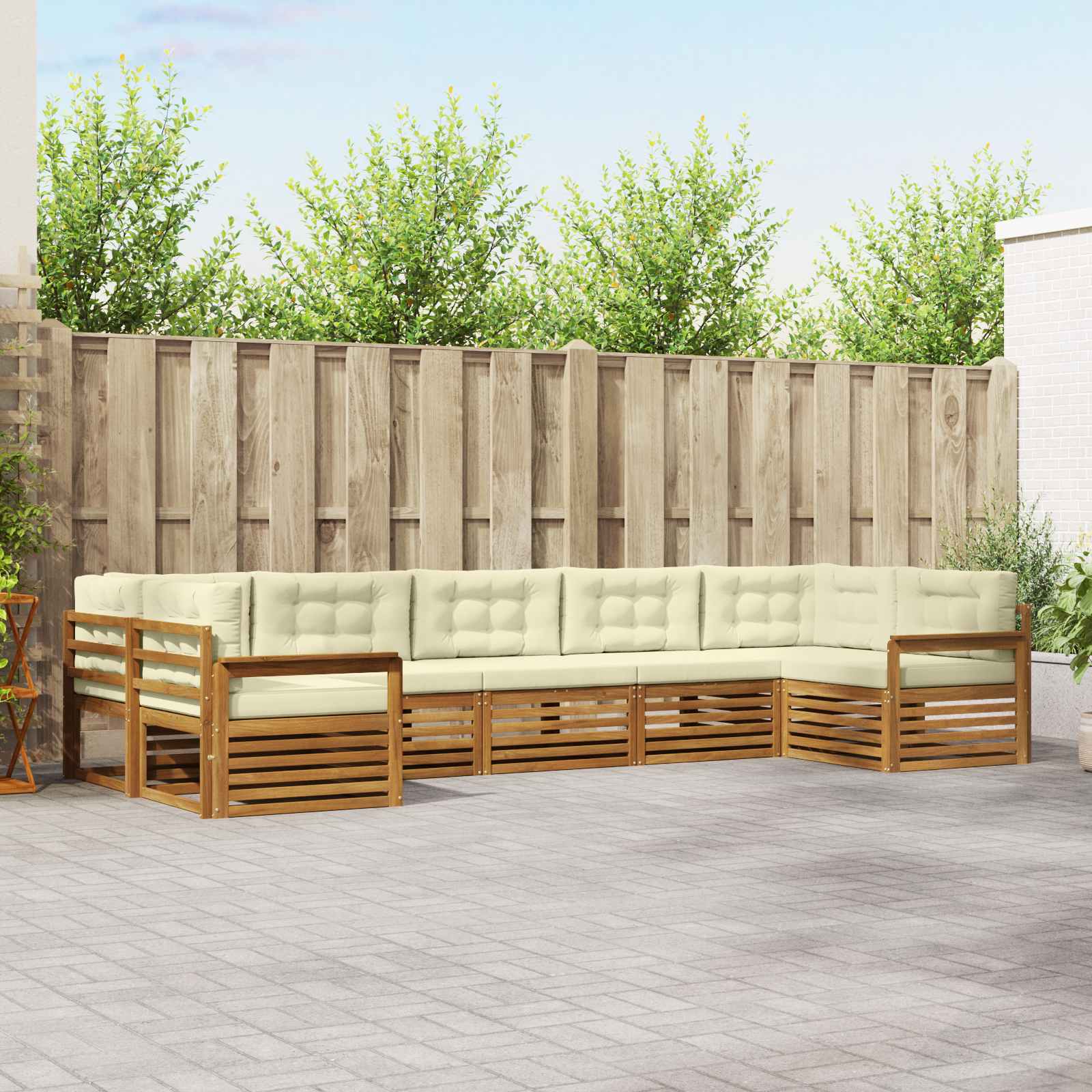 vidaXL Sofa-Sets 7 pcs Naturel Massief Acaciahout