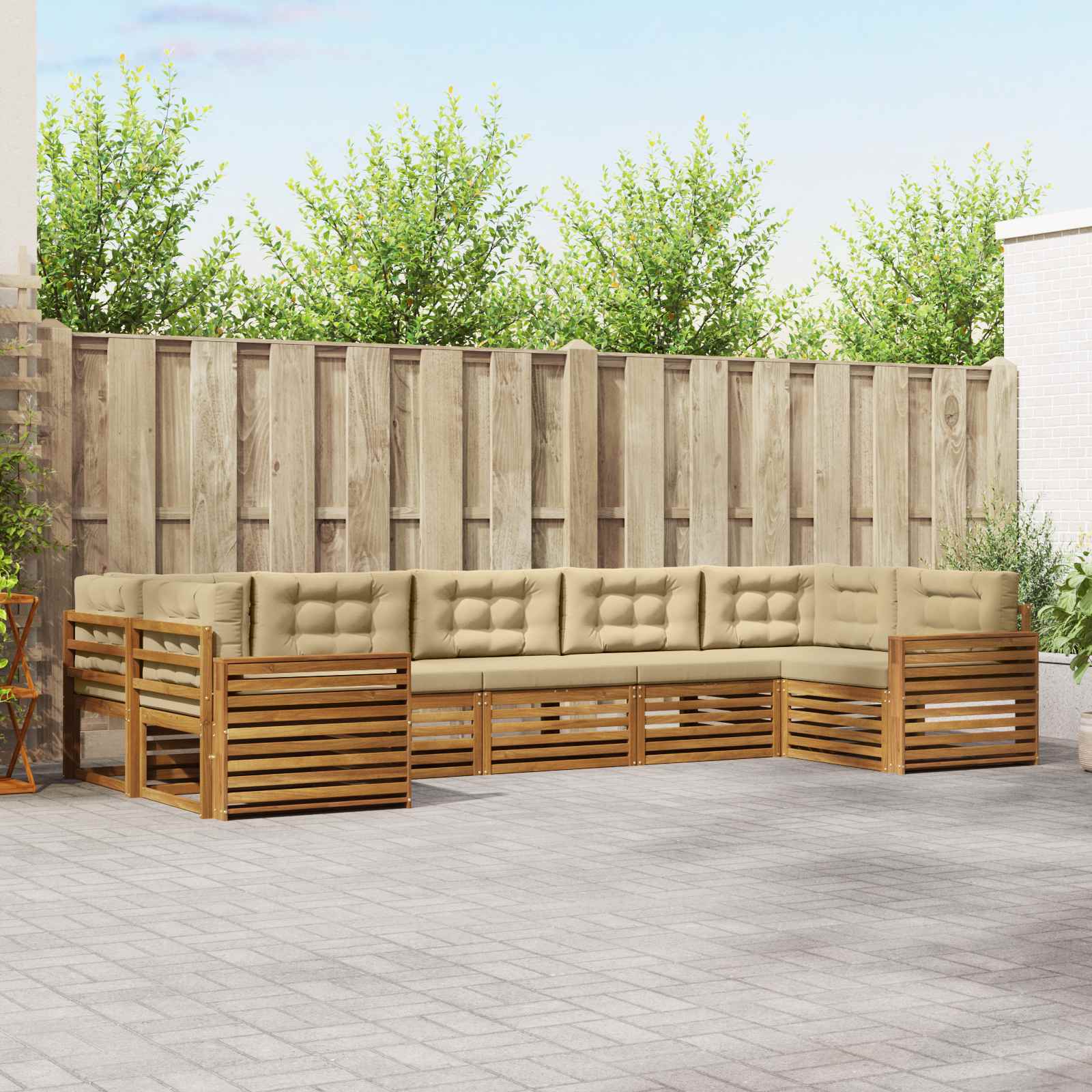 vidaXL Sofa-Sets 7 pcs Naturel Massief Acaciahout