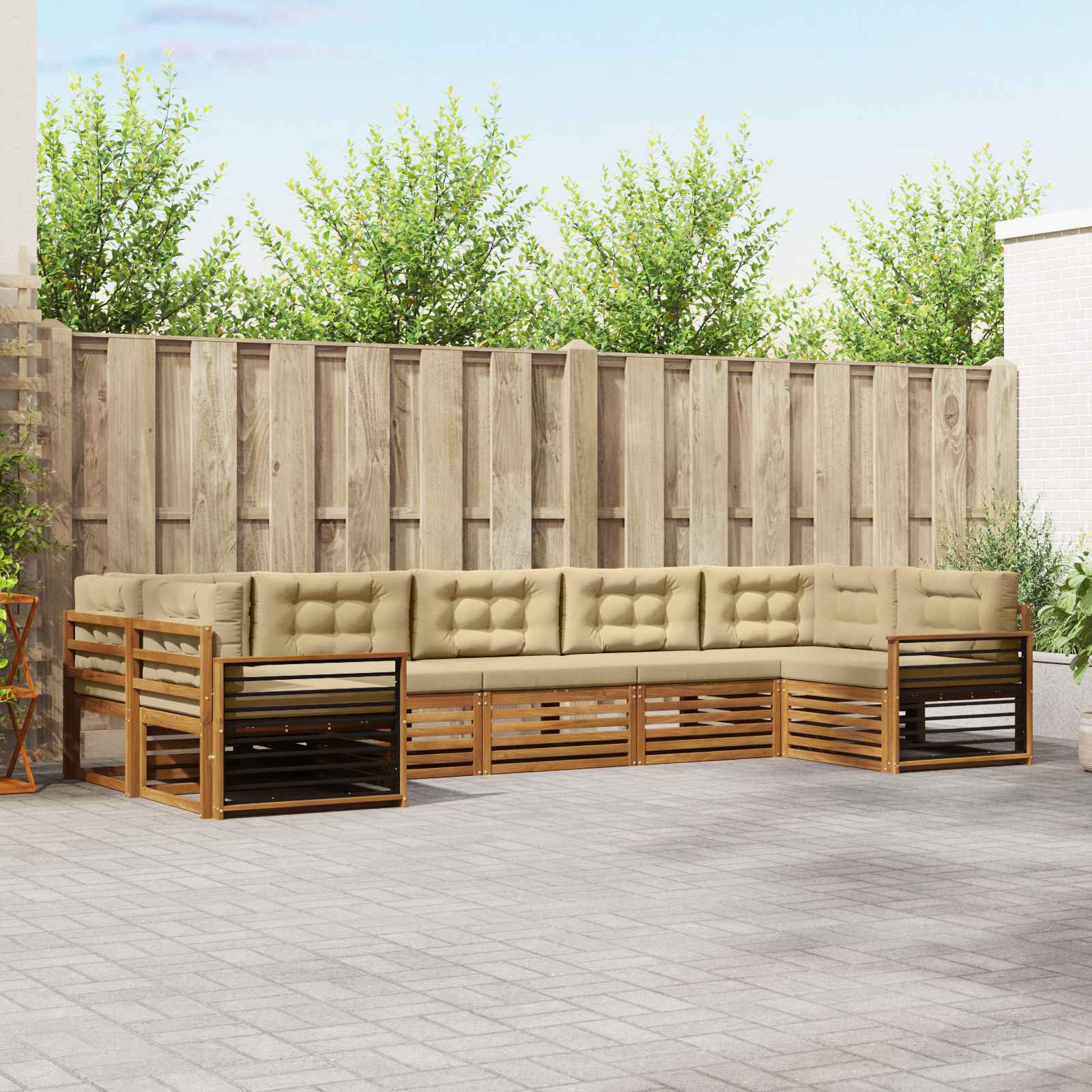 vidaXL Sofa-Sets 7 pcs Naturel Massief Acaciahout