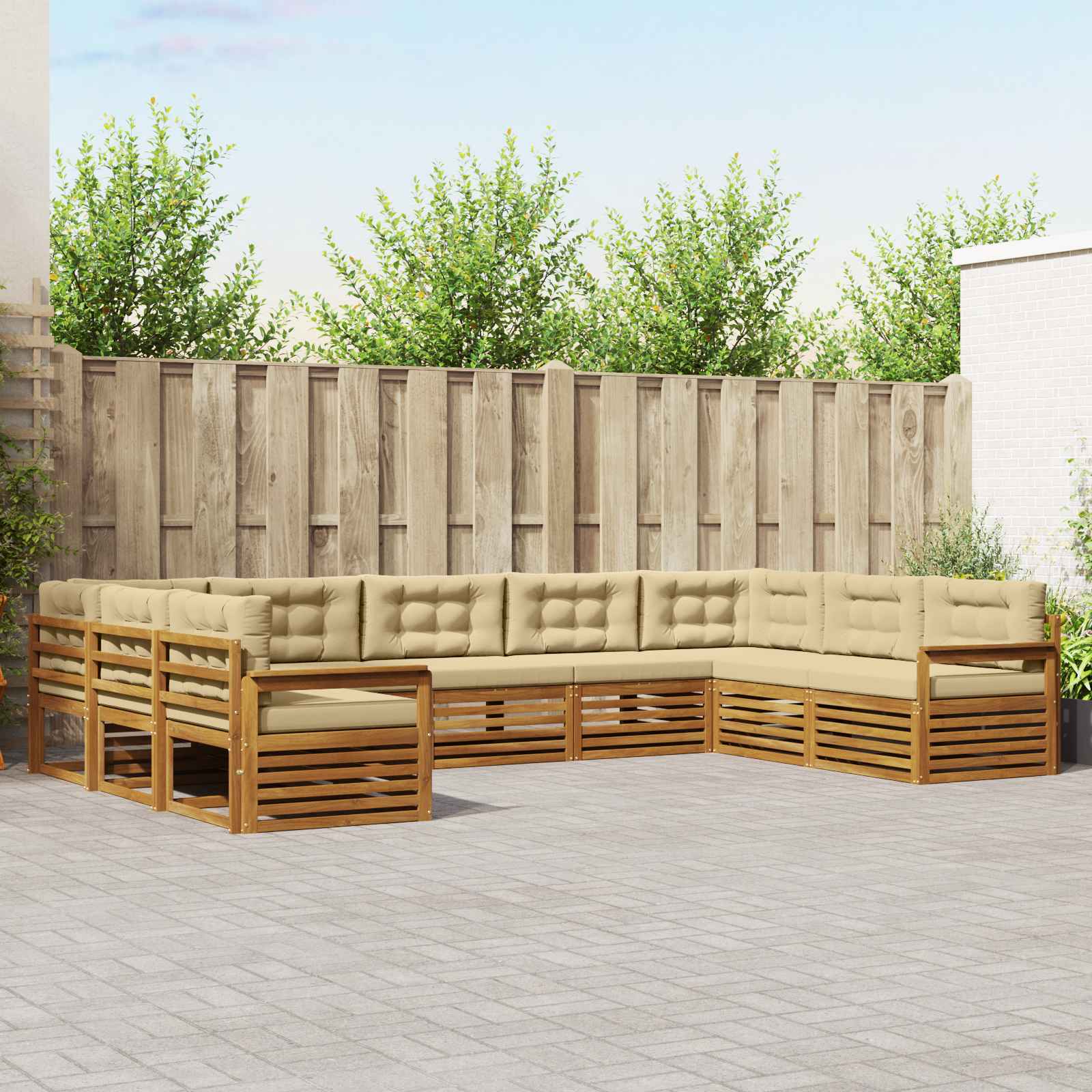 vidaXL Sofa-Sets 9 pcs Naturel Massief Acaciahout