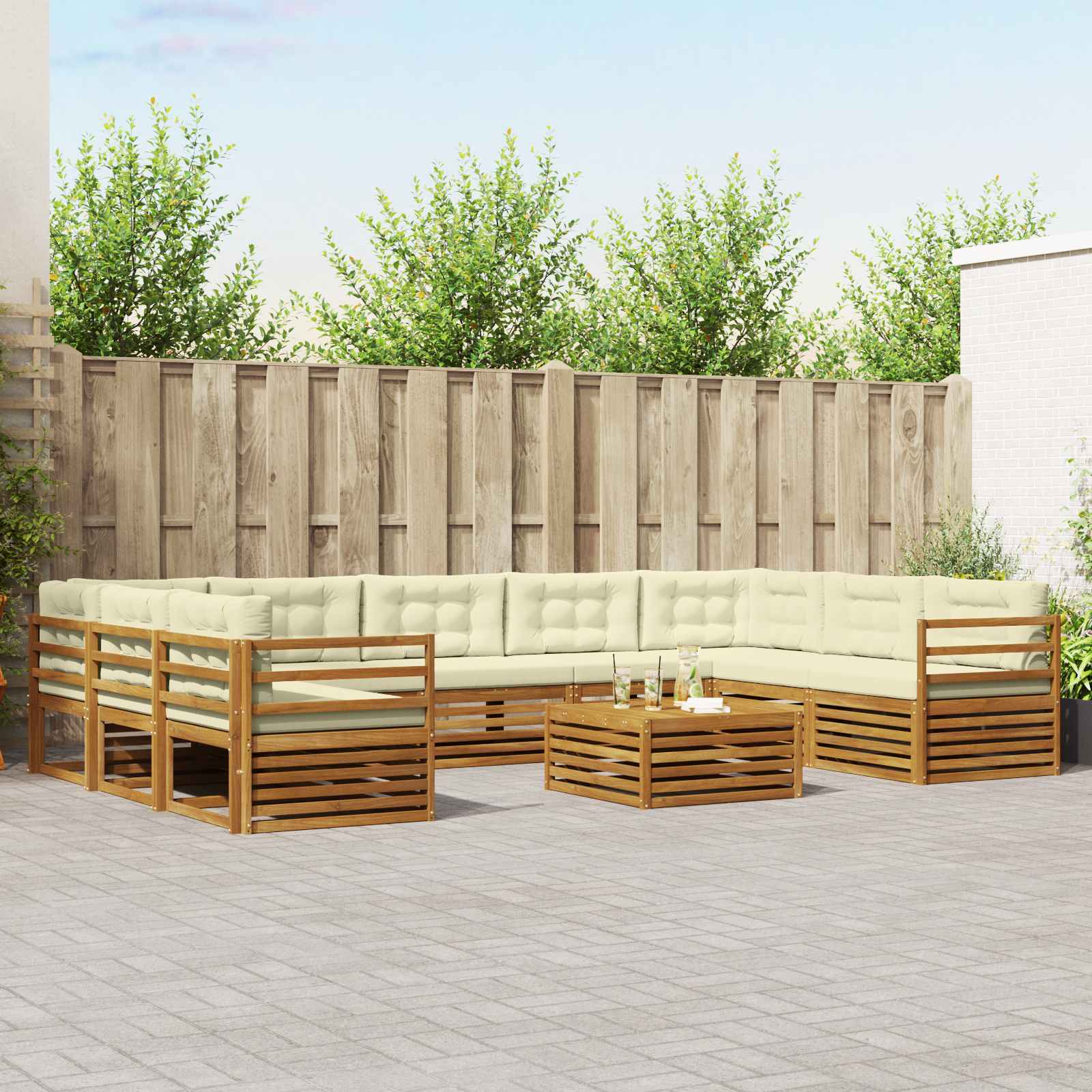 vidaXL Sofa-Sets 10 pcs Naturel Massief Acaciahout