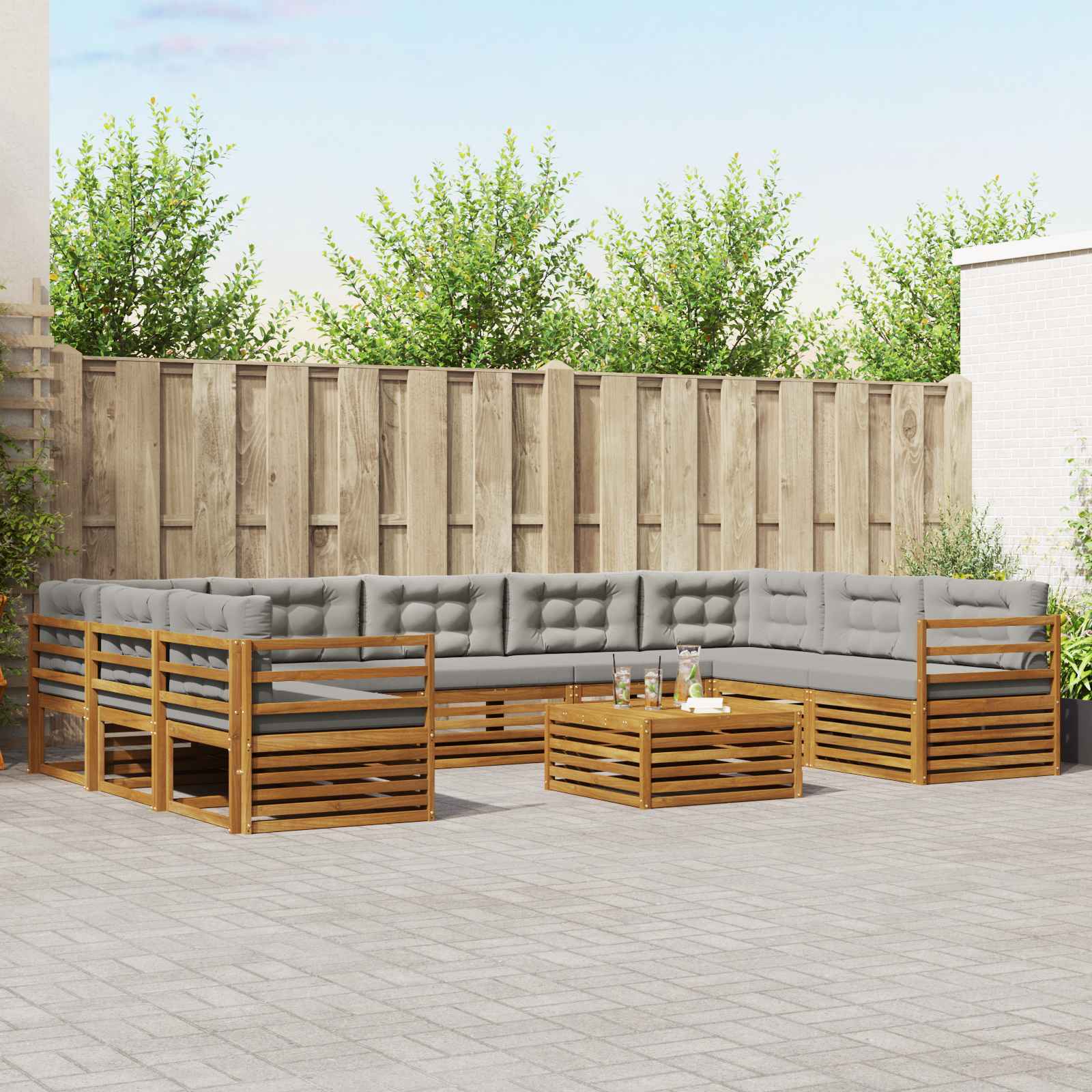 vidaXL Sofa-Sets 10 pcs Naturel Massief Acaciahout