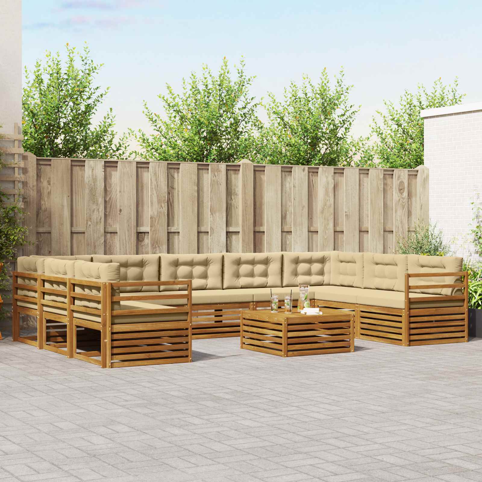 vidaXL Sofa-Sets 10 pcs Naturel Massief Acaciahout