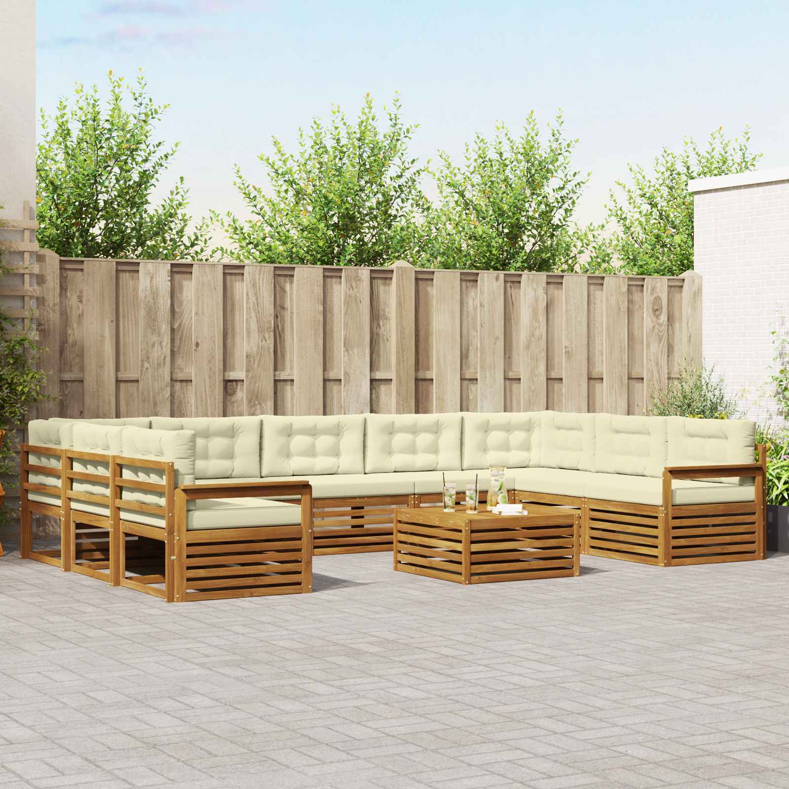 vidaXL Sofa-Sets 10 pcs Naturel Massief Acaciahout