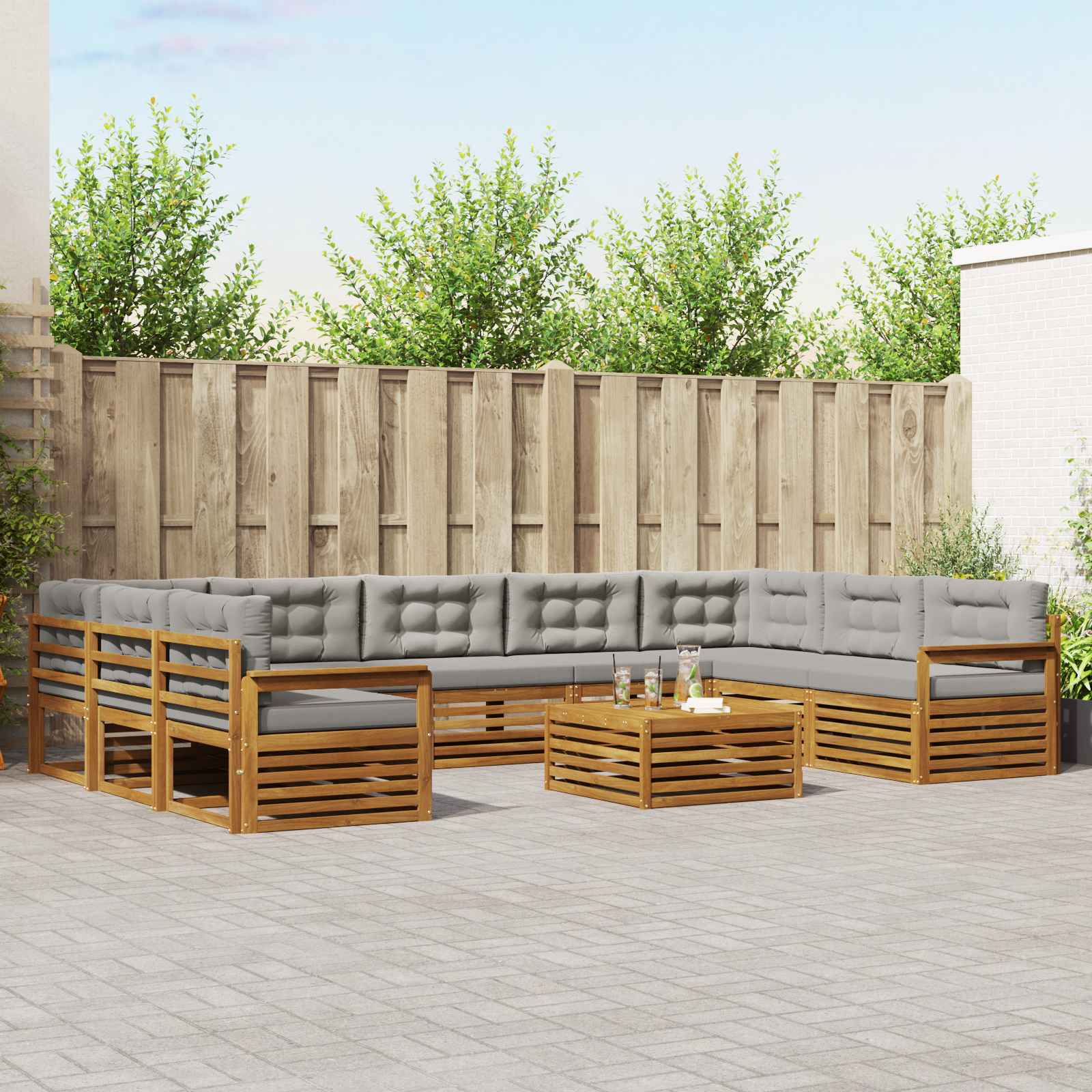 vidaXL Sofa-Sets 10 pcs Naturel Massief Acaciahout
