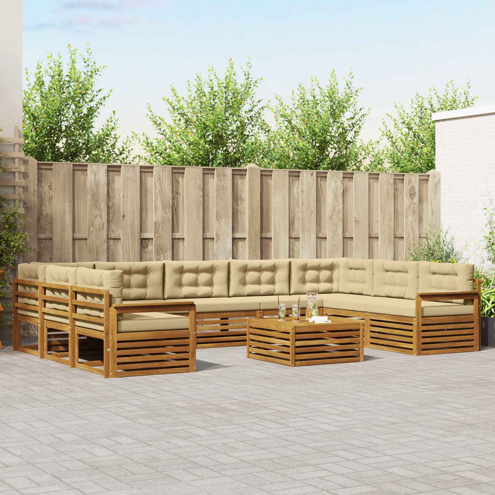 vidaXL Sofa-Sets 10 pcs Naturel Massief Acaciahout