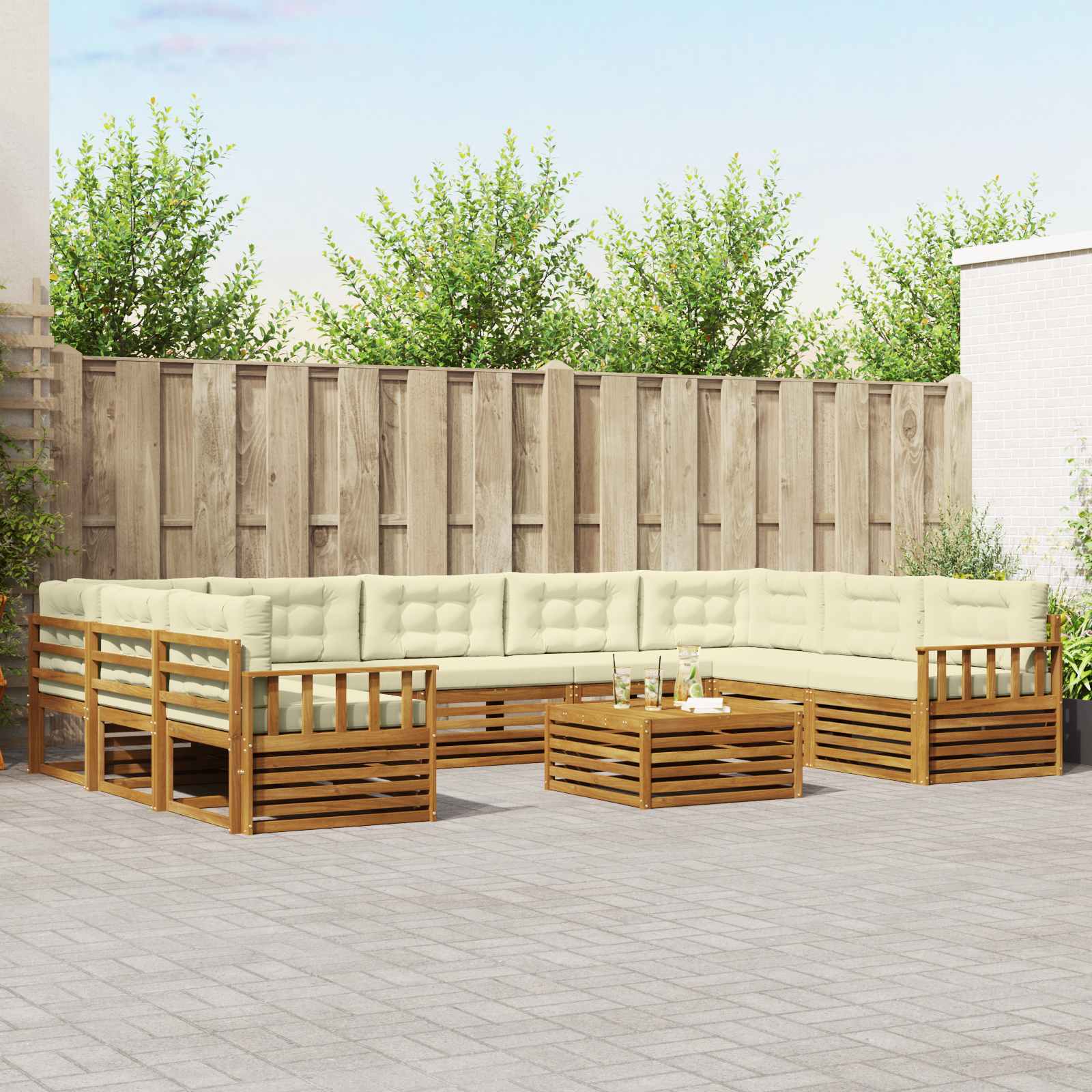 vidaXL Sofa-Sets 10 pcs Naturel Massief Acaciahout