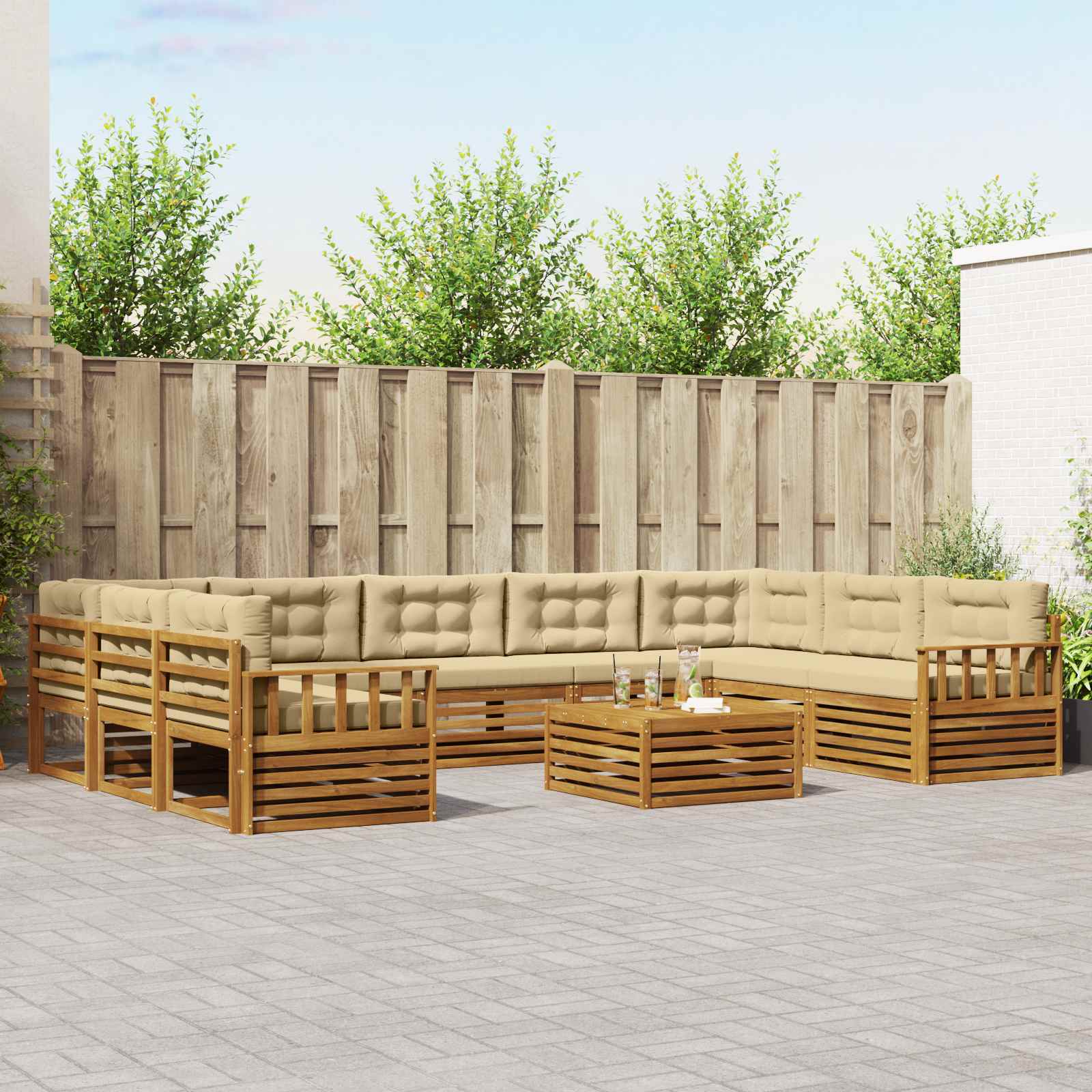 vidaXL Sofa-Sets 10 pcs Naturel Massief Acaciahout