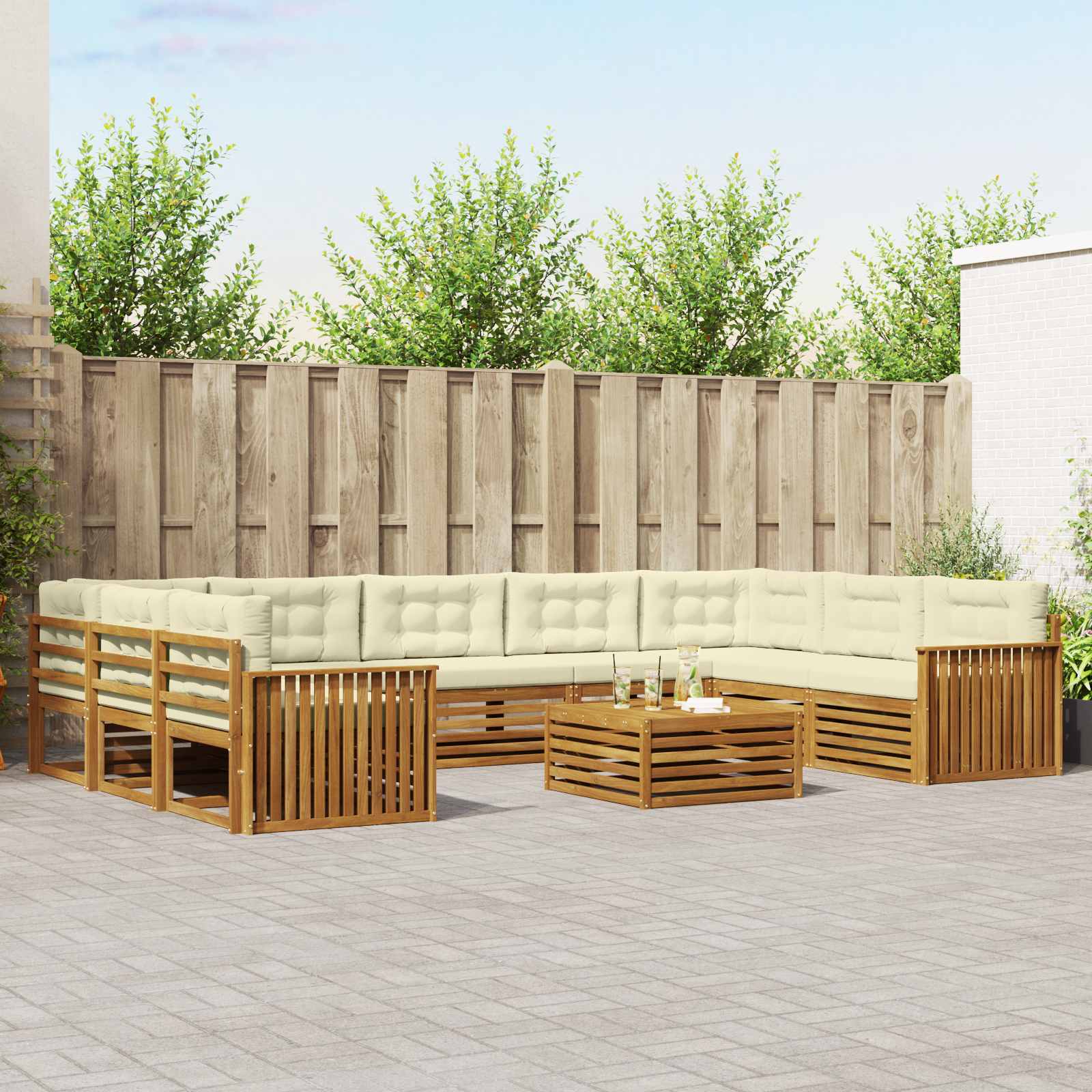 vidaXL Sofa-Sets 10 pcs Naturel Massief Acaciahout