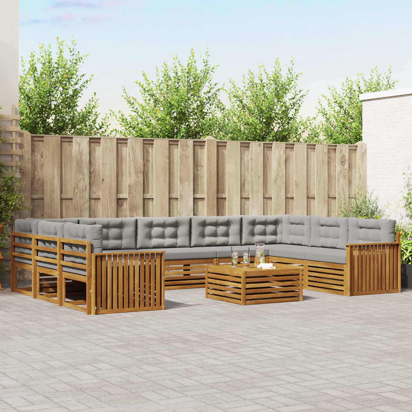 vidaXL Sofa-Sets 10 pcs Naturel Massief Acaciahout