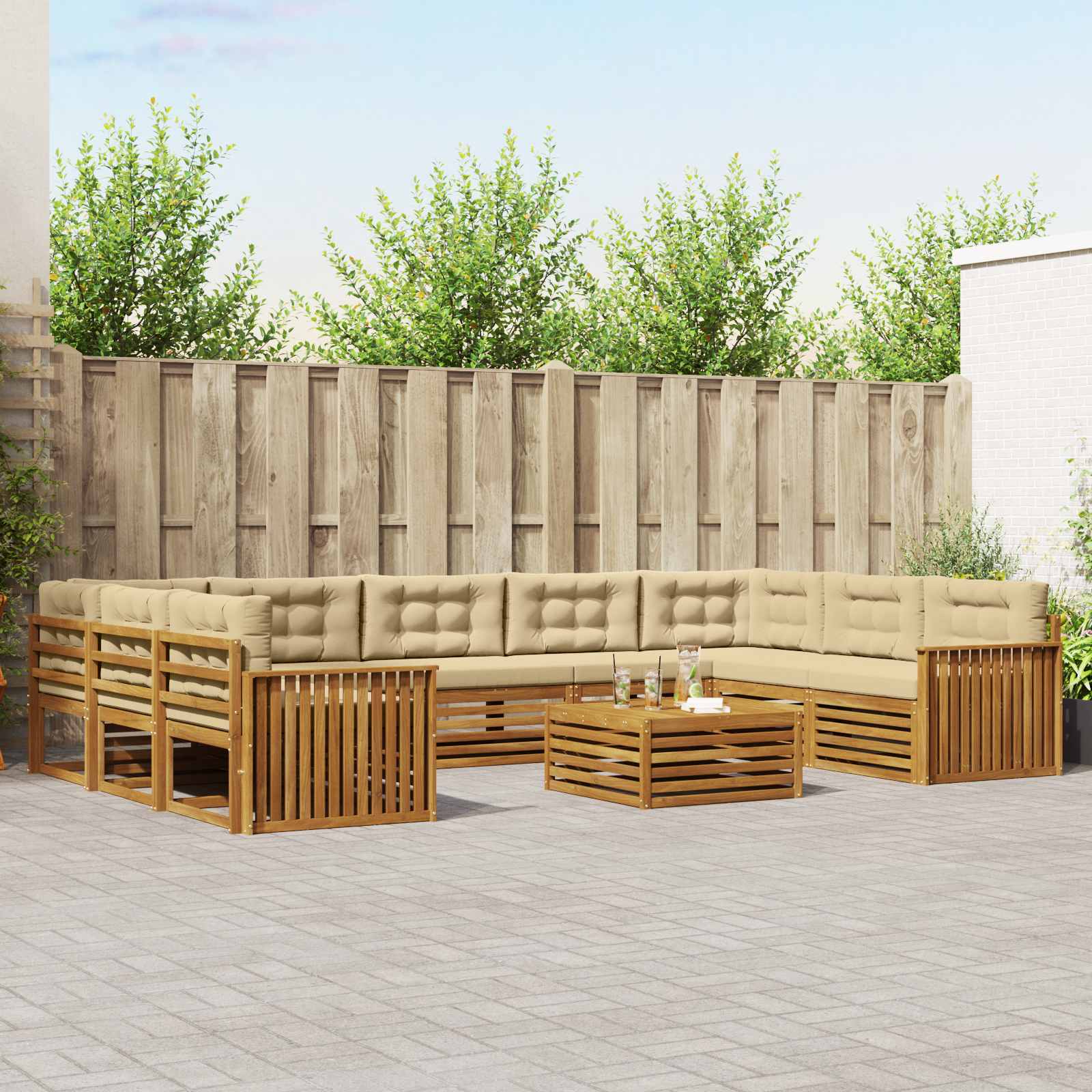 vidaXL Sofa-Sets 10 pcs Naturel Massief Acaciahout