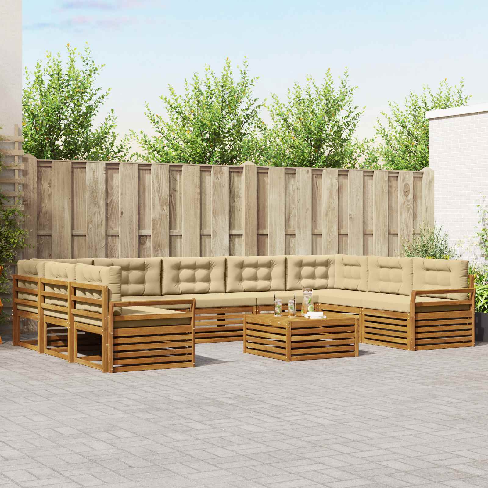 vidaXL Sofa-Sets 10 pcs Naturel Massief Acaciahout