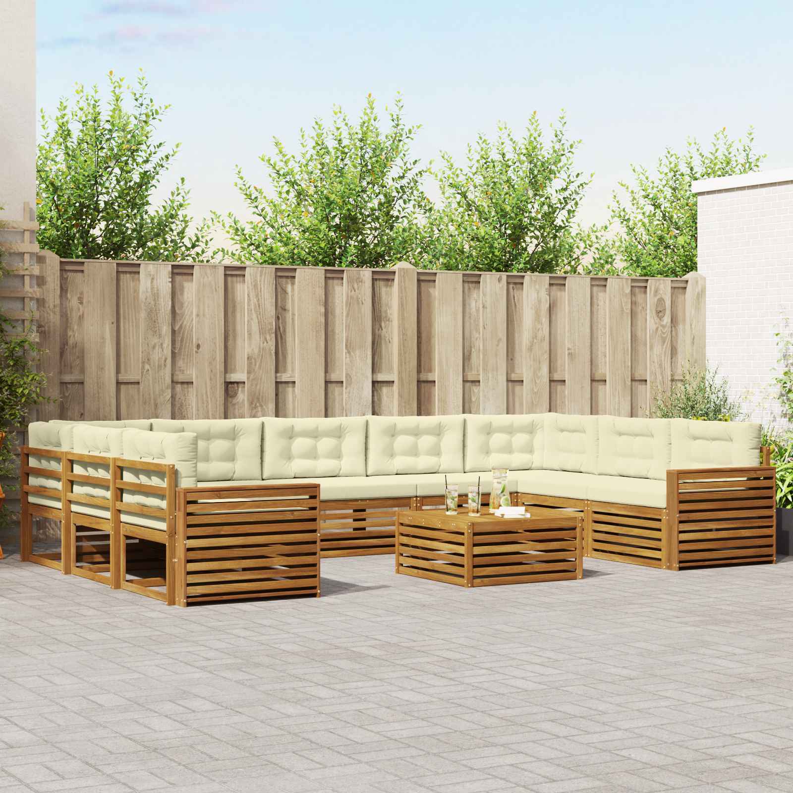 vidaXL Sofa-Sets 10 pcs Naturel Massief Acaciahout