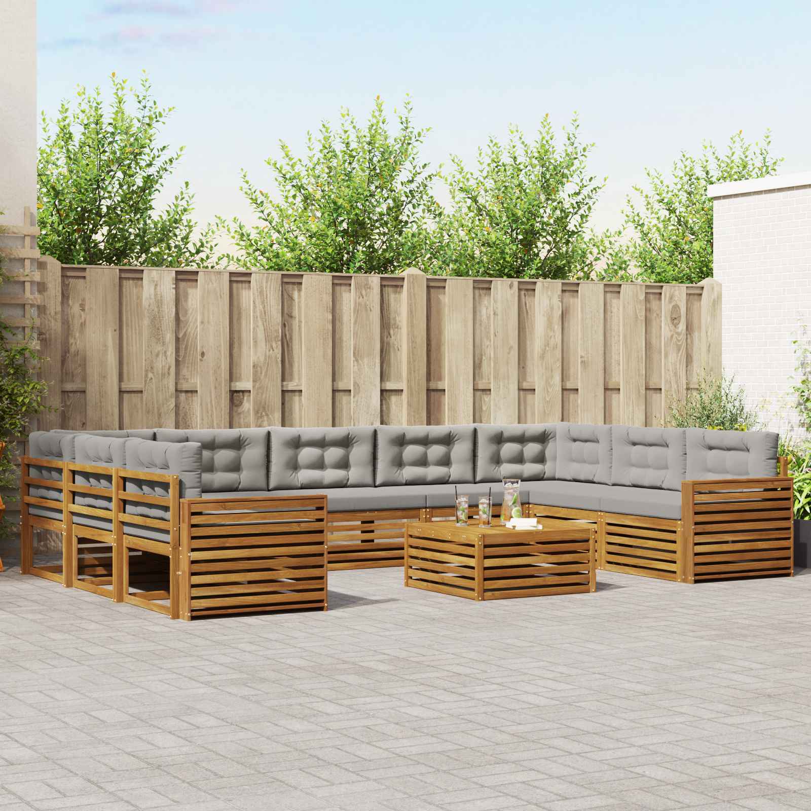 vidaXL Sofa-Sets 10 pcs Naturel Massief Acaciahout
