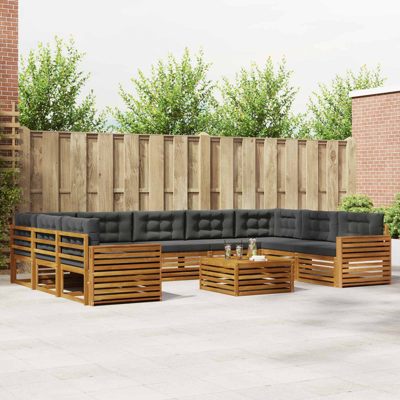 vidaXL Sofa-Sets 10 pcs Naturel Massief Acaciahout