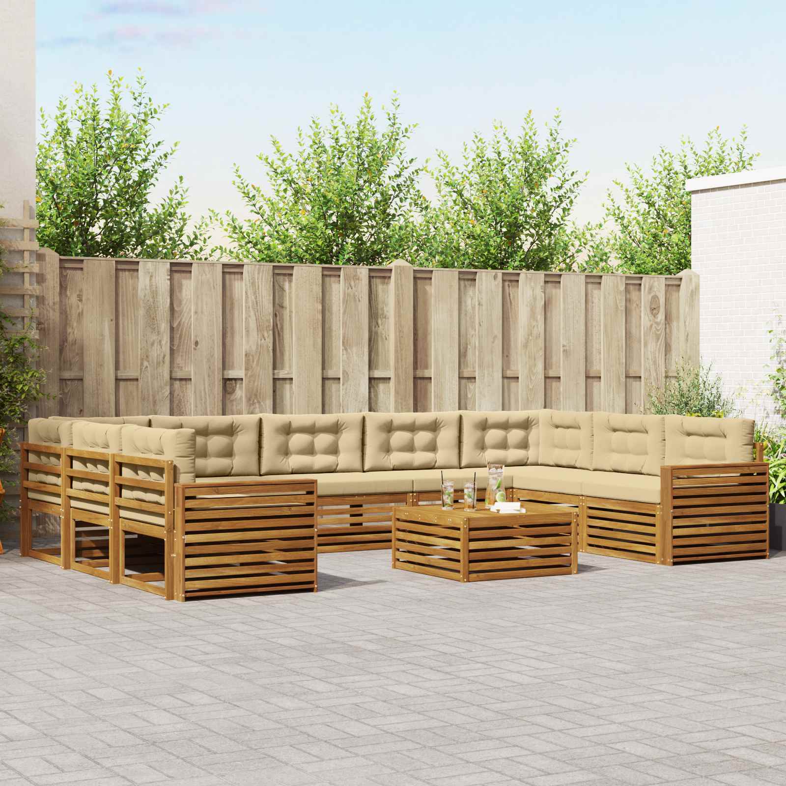 vidaXL Sofa-Sets 10 pcs Naturel Massief Acaciahout