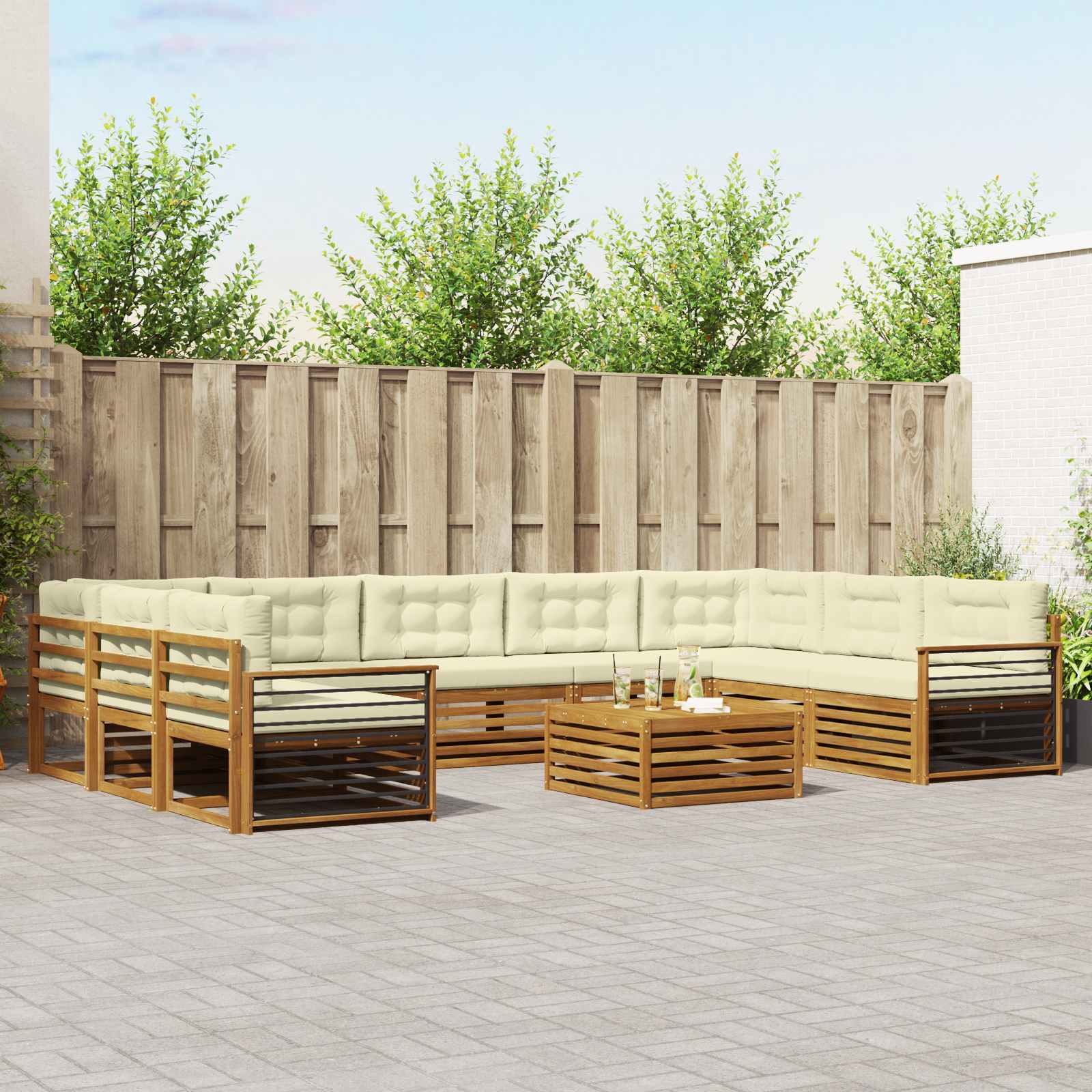 vidaXL Sofa-Sets 10 pcs Naturel Massief Acaciahout